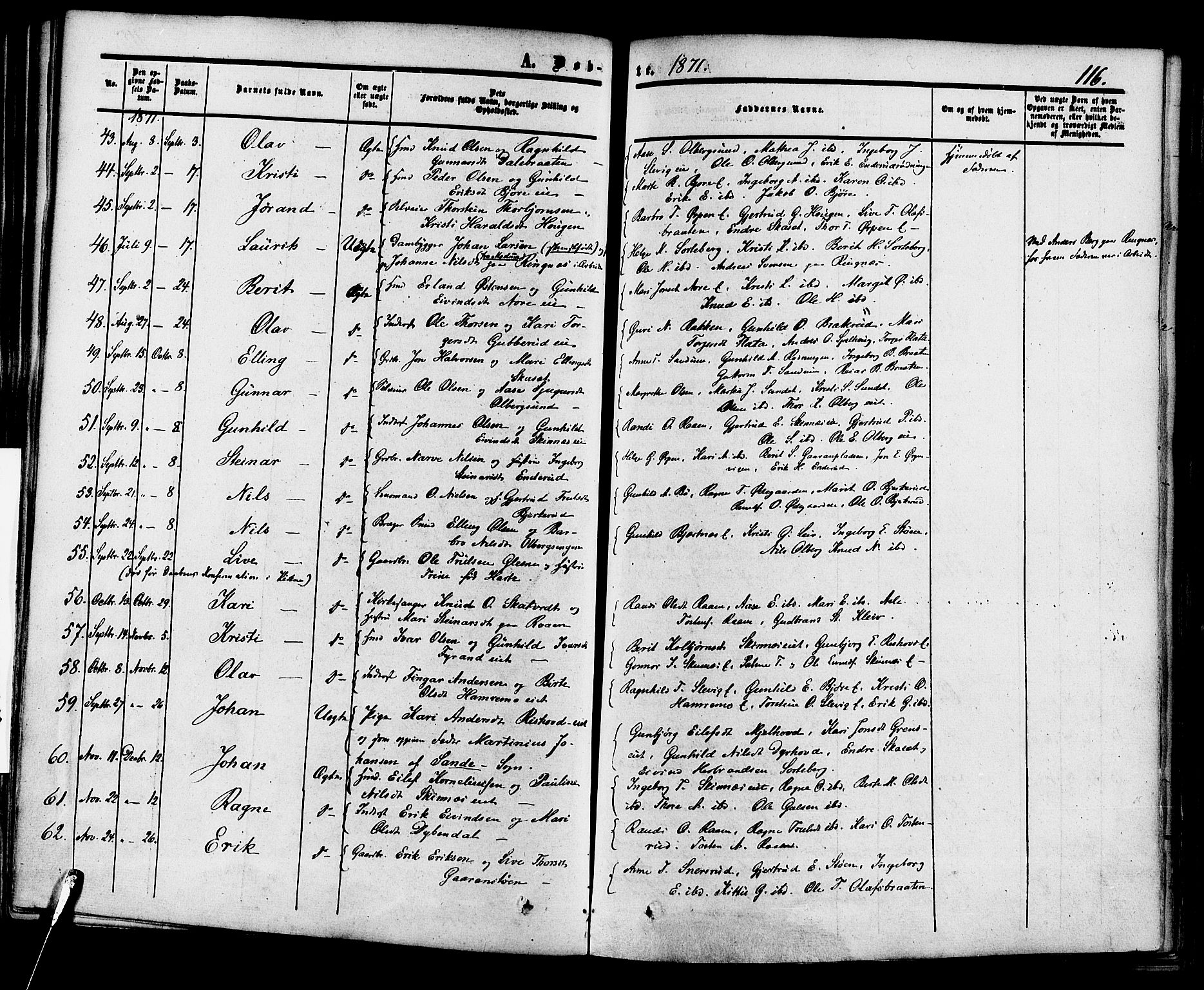 Krødsherad kirkebøker, SAKO/A-19/F/Fa/L0003: Parish register (official) no. 3, 1851-1872, p. 116