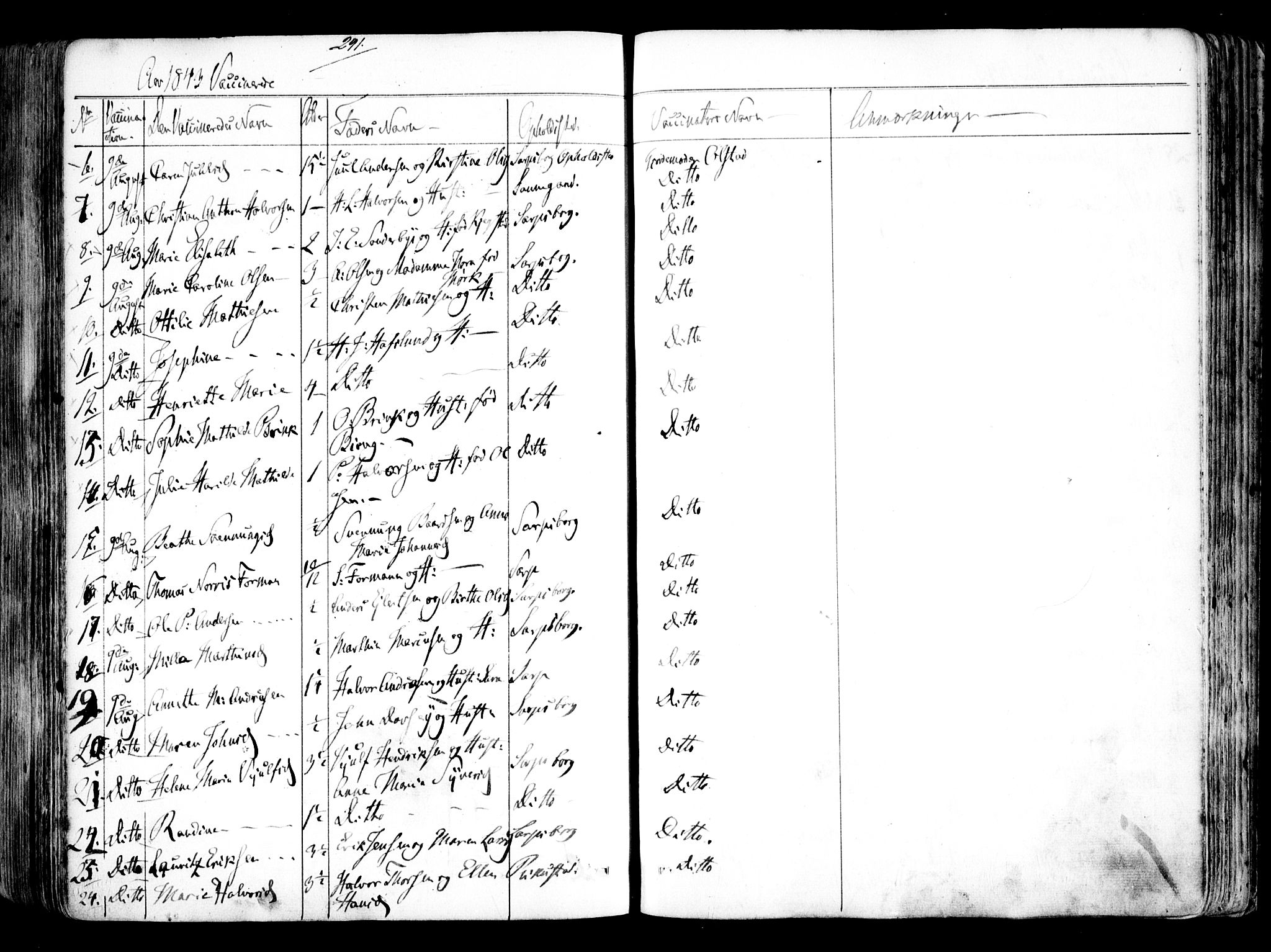 Tune prestekontor Kirkebøker, SAO/A-2007/F/Fa/L0009: Parish register (official) no. 9, 1842-1846, p. 291