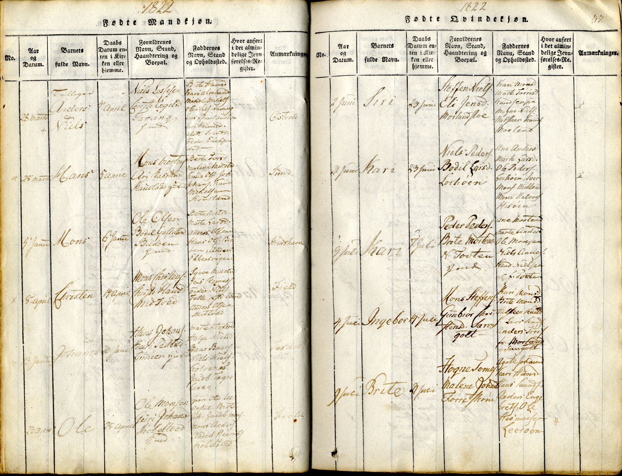 Sund sokneprestembete, SAB/A-99930: Parish register (official) no. A 11, 1814-1825, p. 37