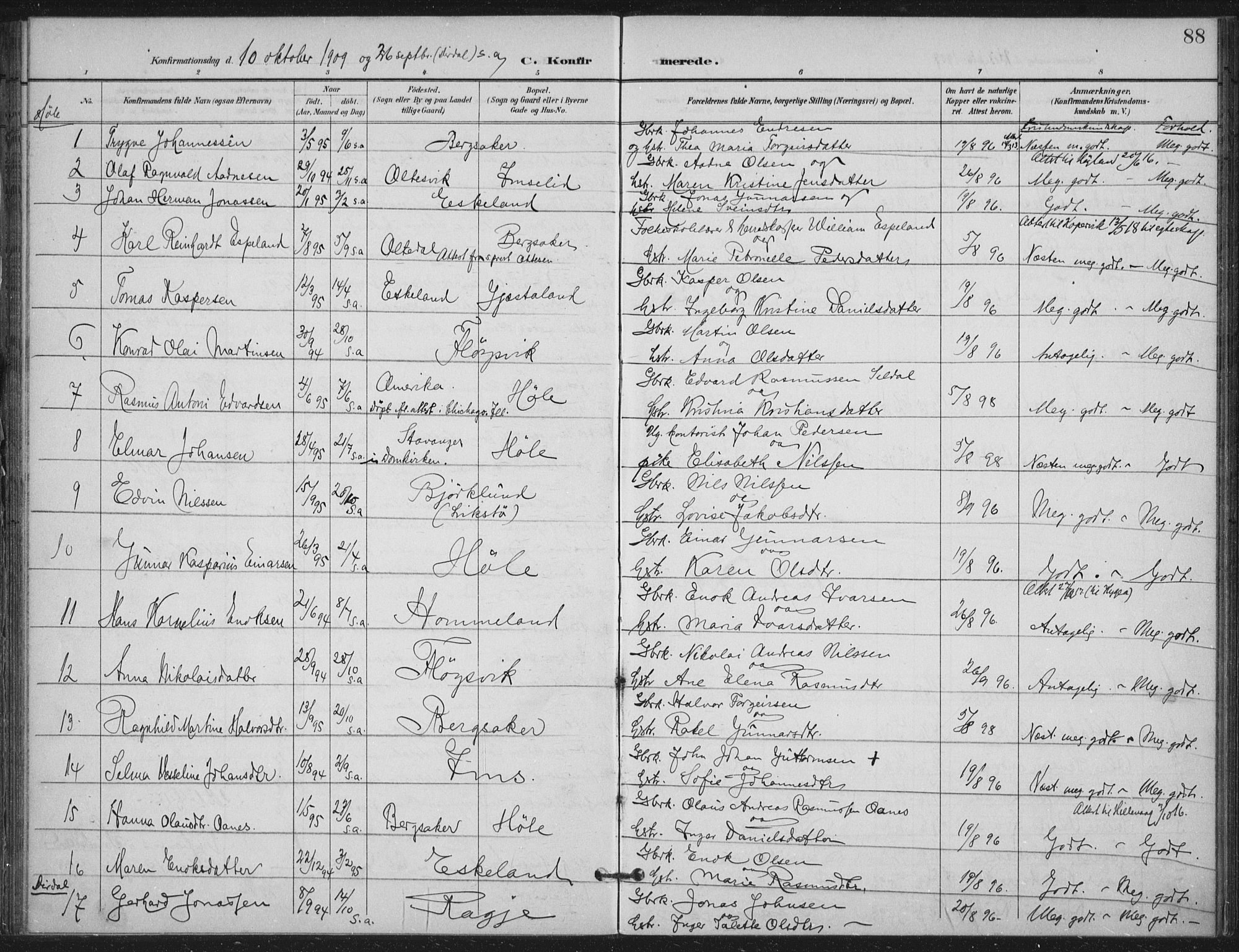 Høgsfjord sokneprestkontor, AV/SAST-A-101624/H/Ha/Haa/L0008: Parish register (official) no. A 8, 1898-1920, p. 88