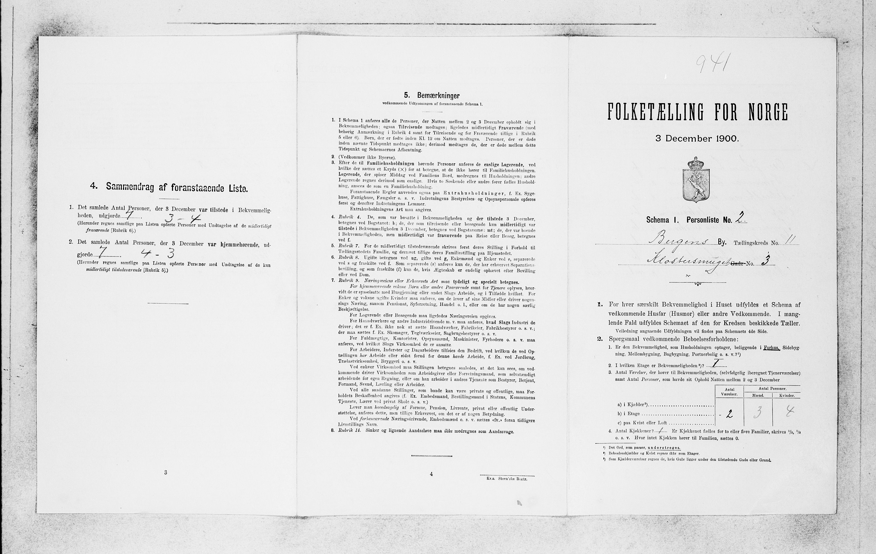 SAB, 1900 census for Bergen, 1900, p. 2177