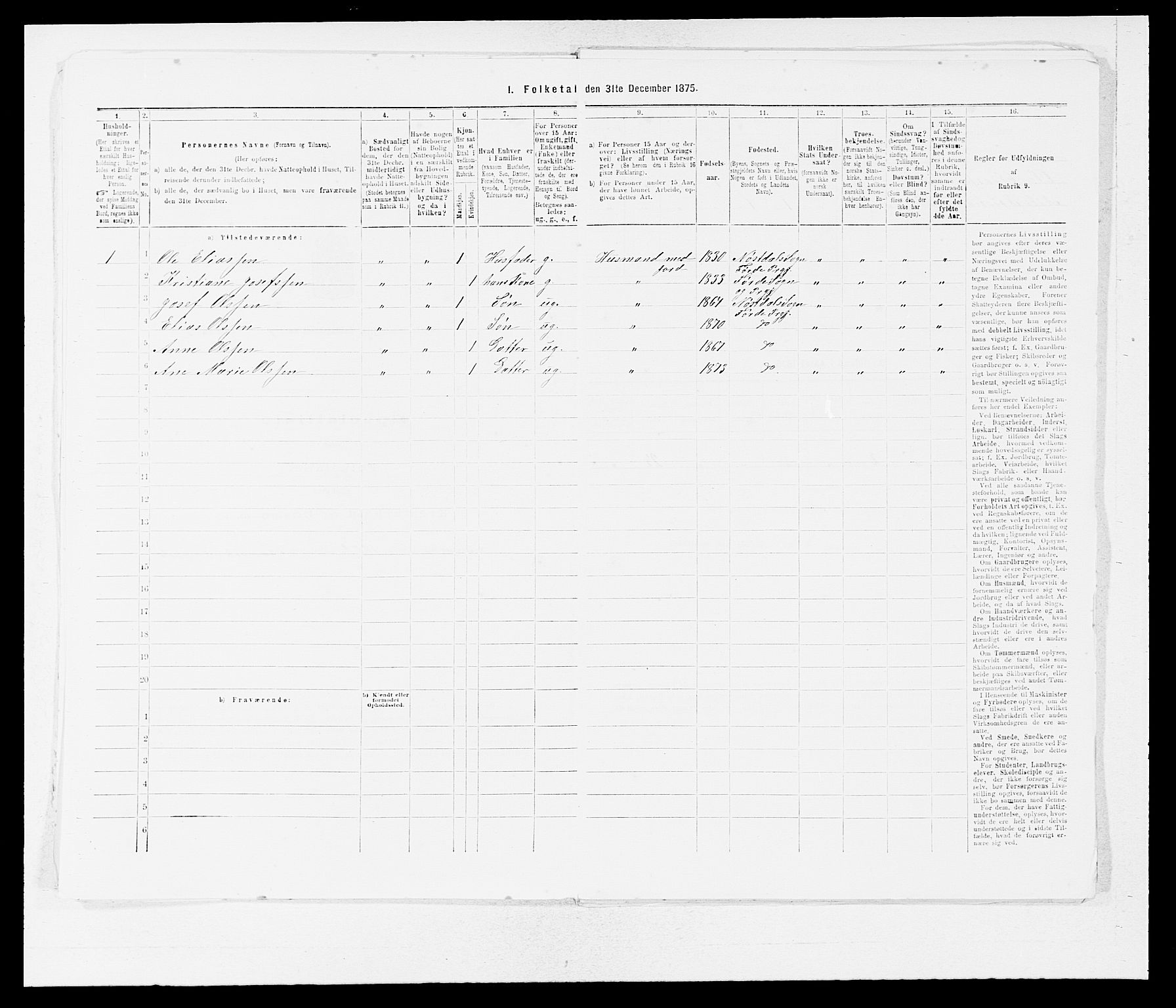 SAB, 1875 census for 1432P Førde, 1875, p. 1010