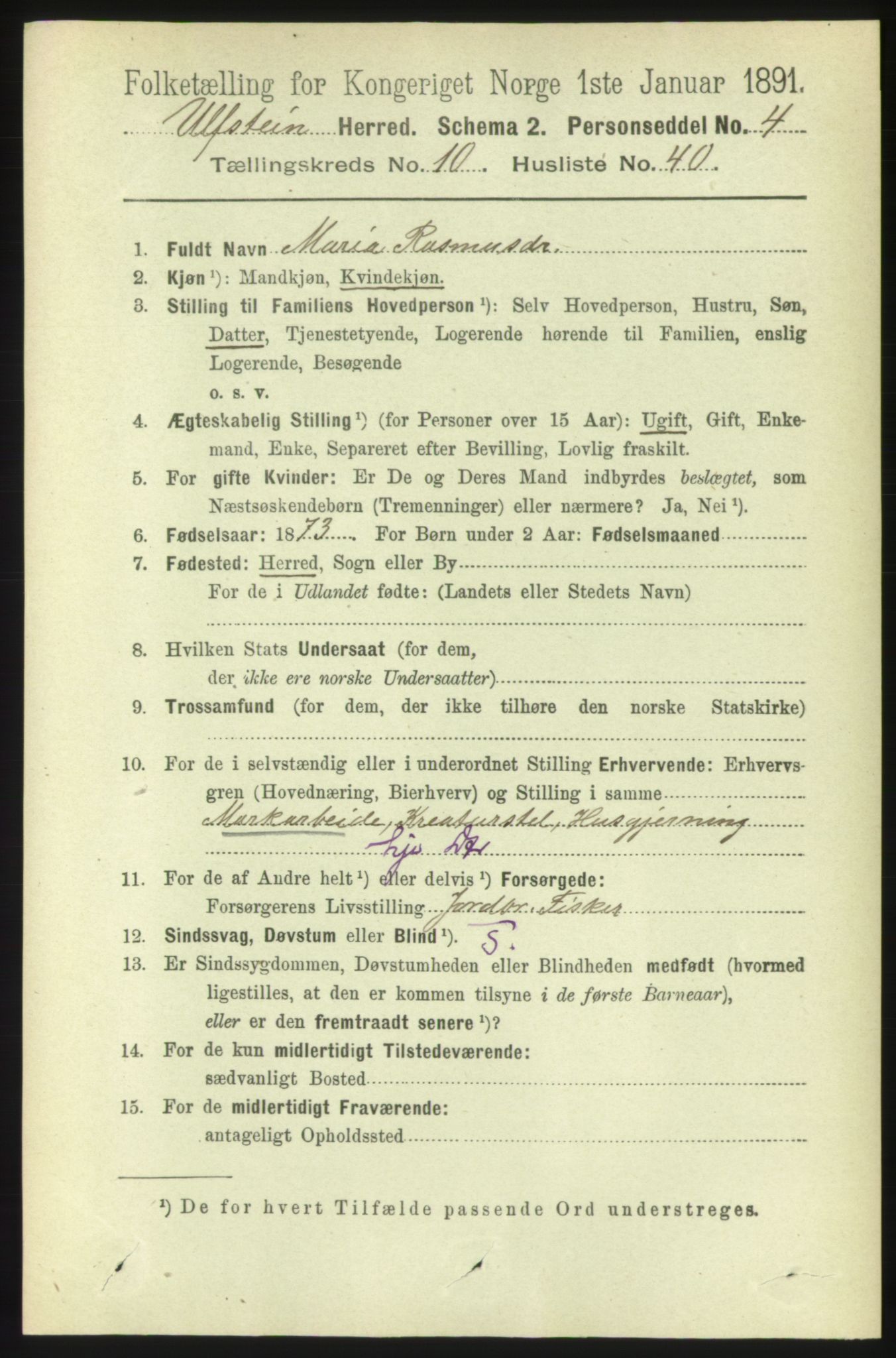 RA, 1891 census for 1516 Ulstein, 1891, p. 3387