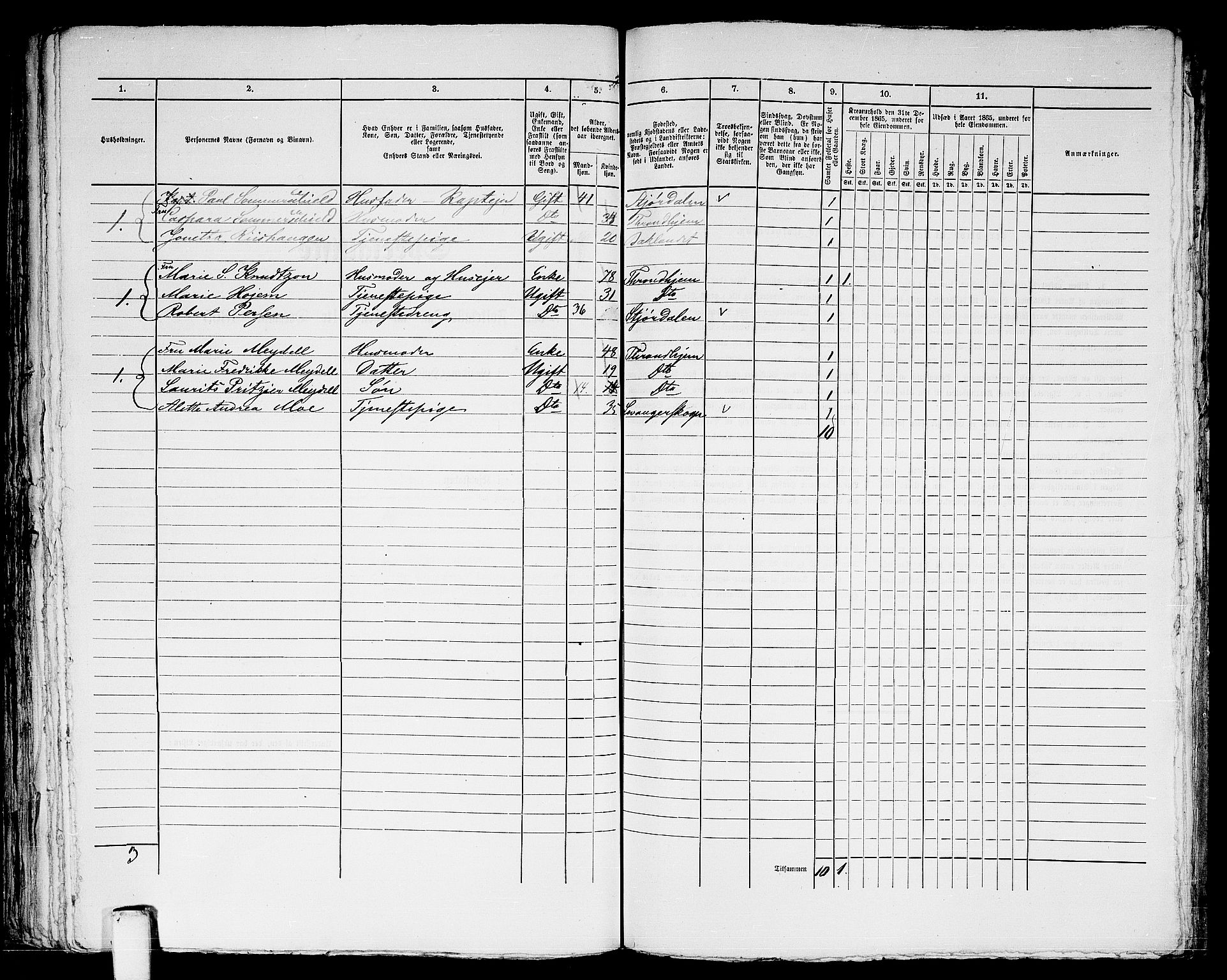 RA, 1865 census for Trondheim, 1865, p. 830