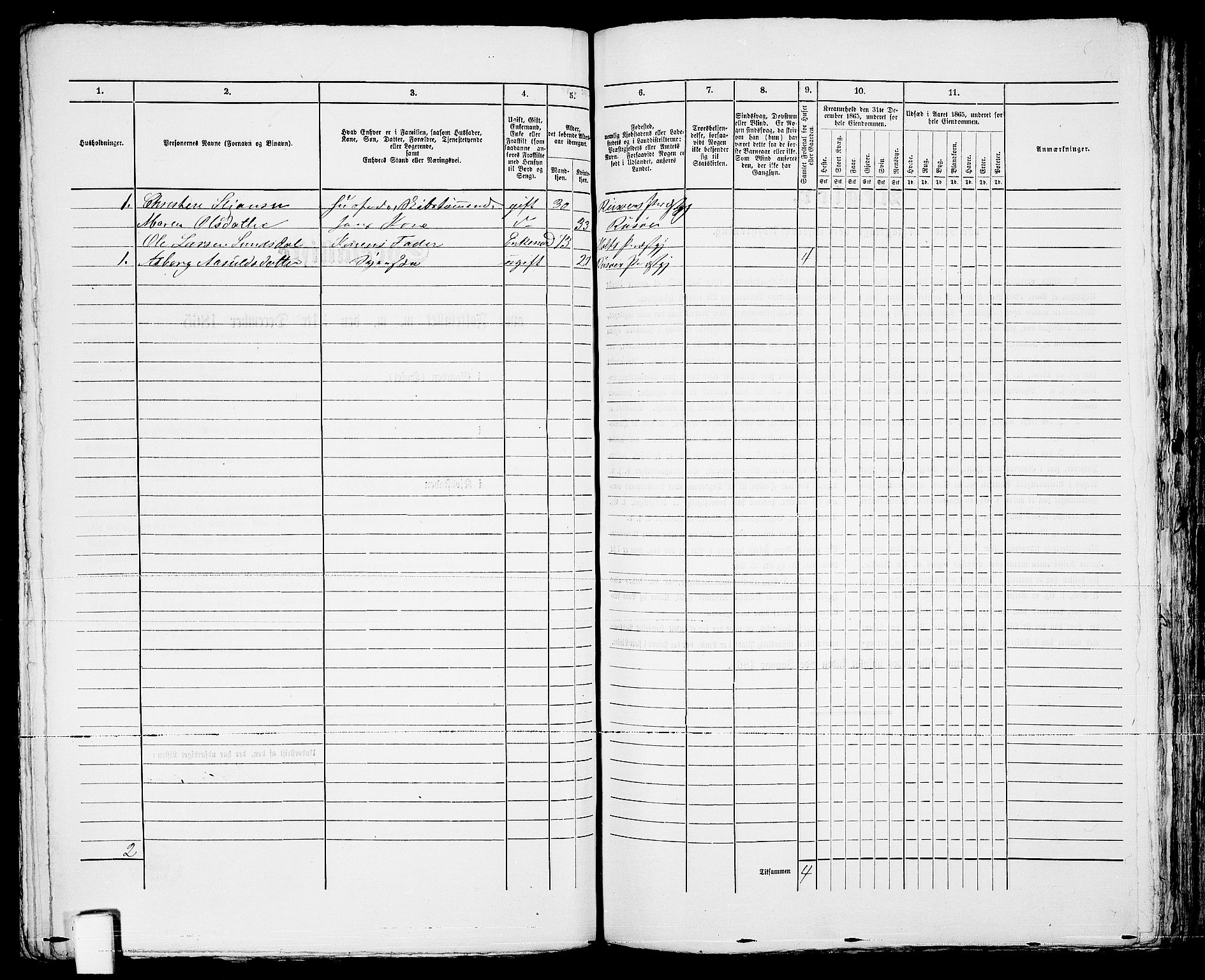 RA, 1865 census for Risør/Risør, 1865, p. 174