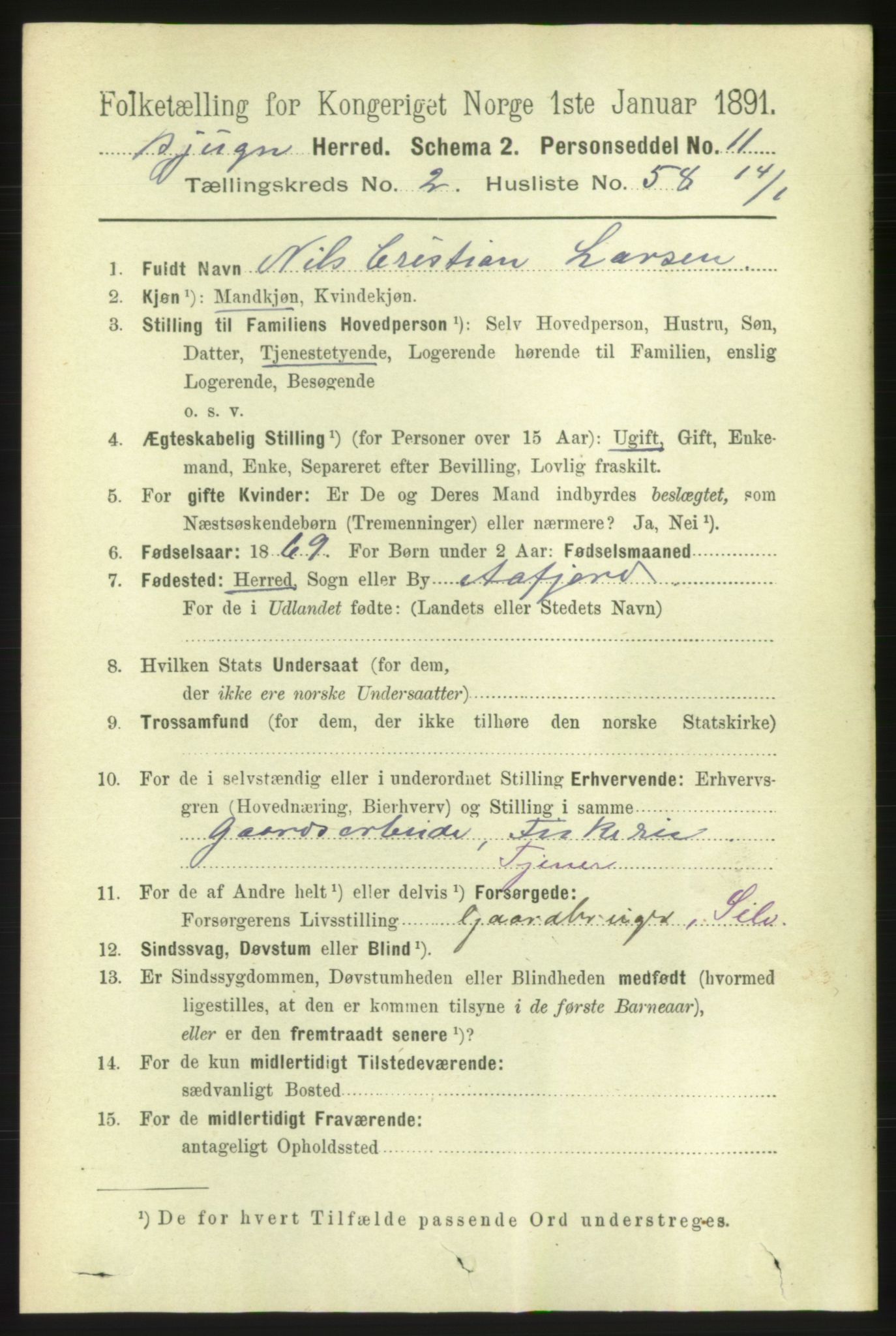 RA, 1891 census for 1627 Bjugn, 1891, p. 578