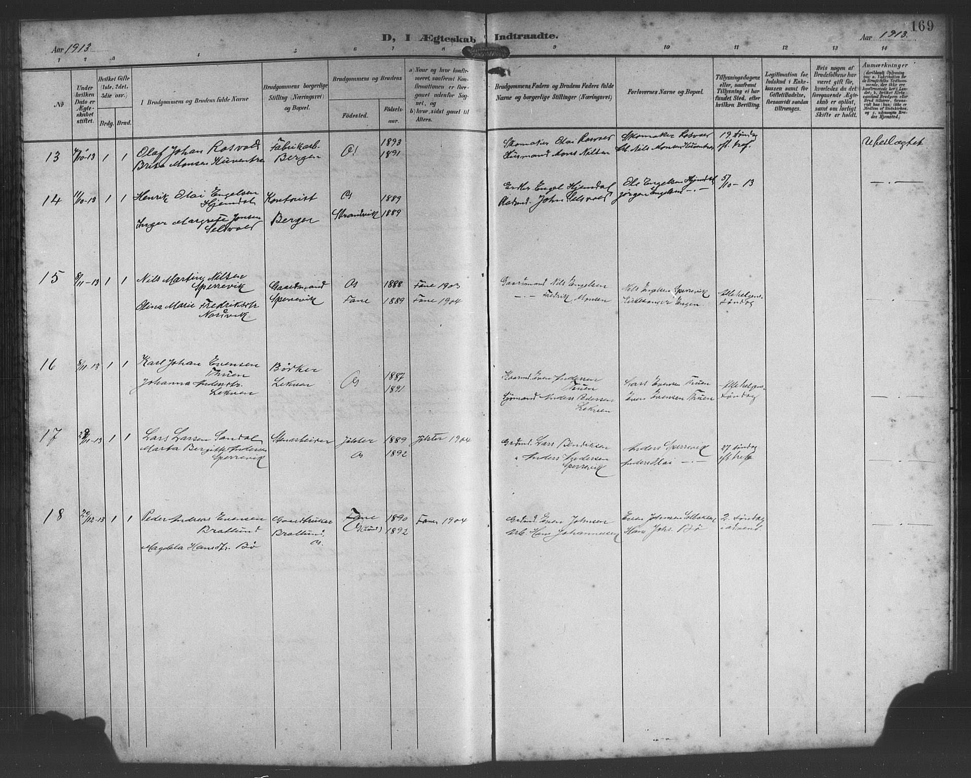 Os sokneprestembete, SAB/A-99929: Parish register (copy) no. A 3, 1897-1913, p. 169