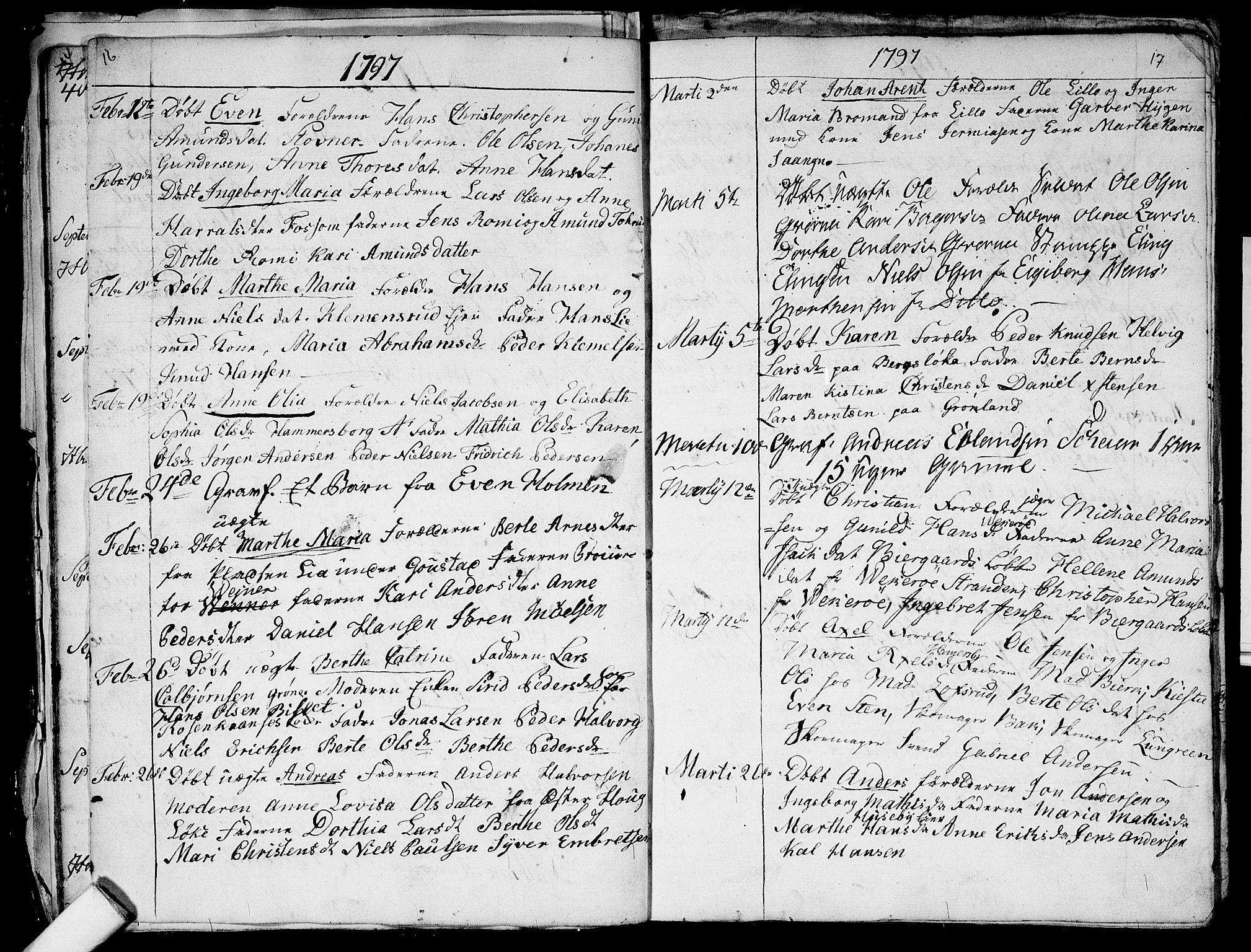 Aker prestekontor kirkebøker, SAO/A-10861/G/L0001: Parish register (copy) no. 1, 1796-1826, p. 16-17