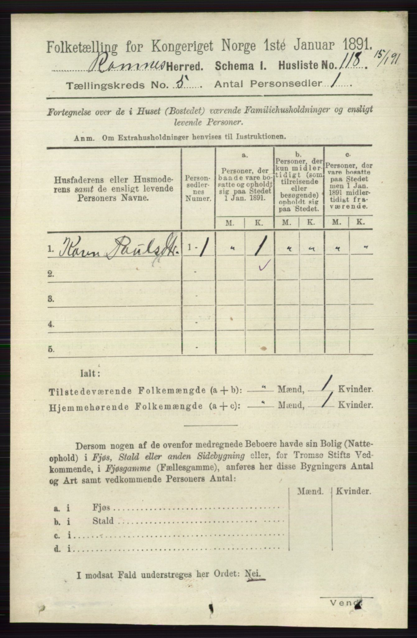 RA, 1891 census for 0718 Ramnes, 1891, p. 2541