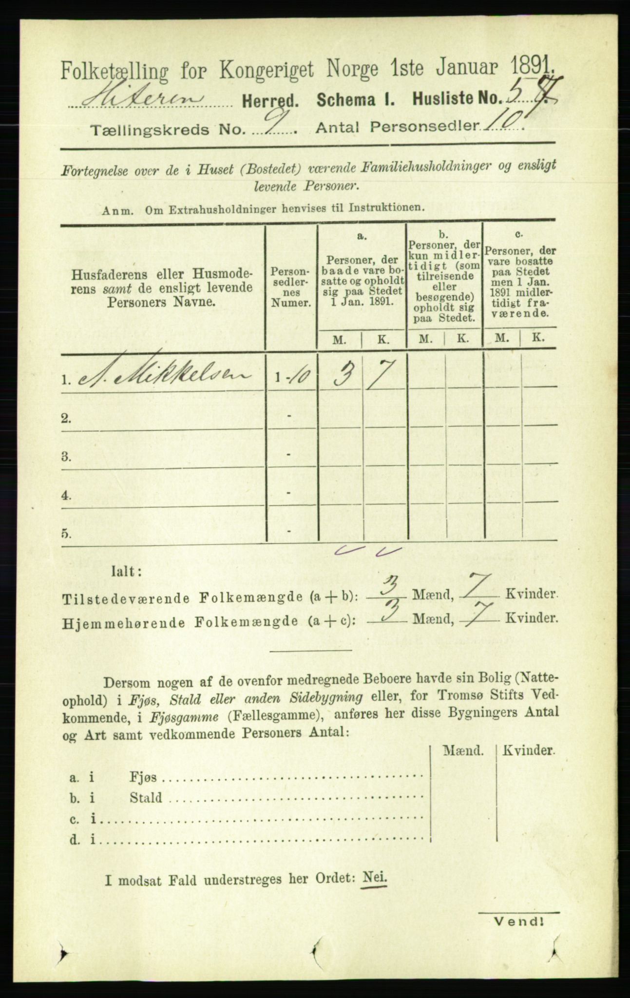 RA, 1891 census for 1617 Hitra, 1891, p. 1734