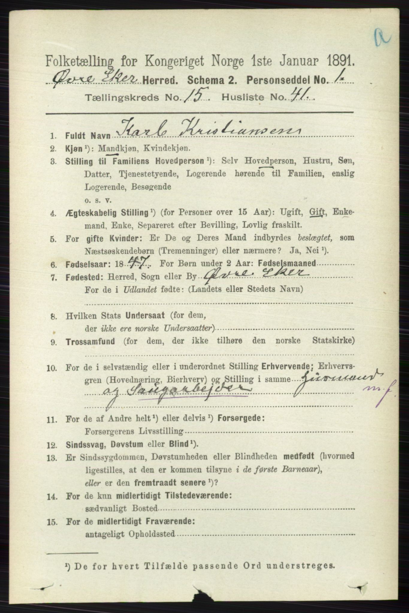 RA, 1891 census for 0624 Øvre Eiker, 1891, p. 7283