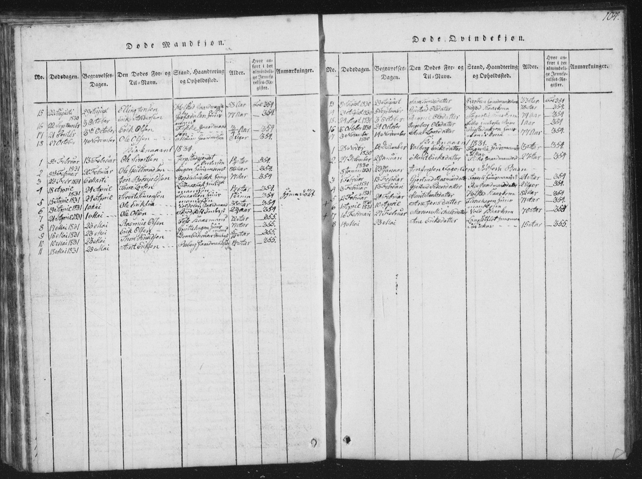 Ministerialprotokoller, klokkerbøker og fødselsregistre - Sør-Trøndelag, SAT/A-1456/672/L0862: Parish register (copy) no. 672C01, 1816-1831, p. 104