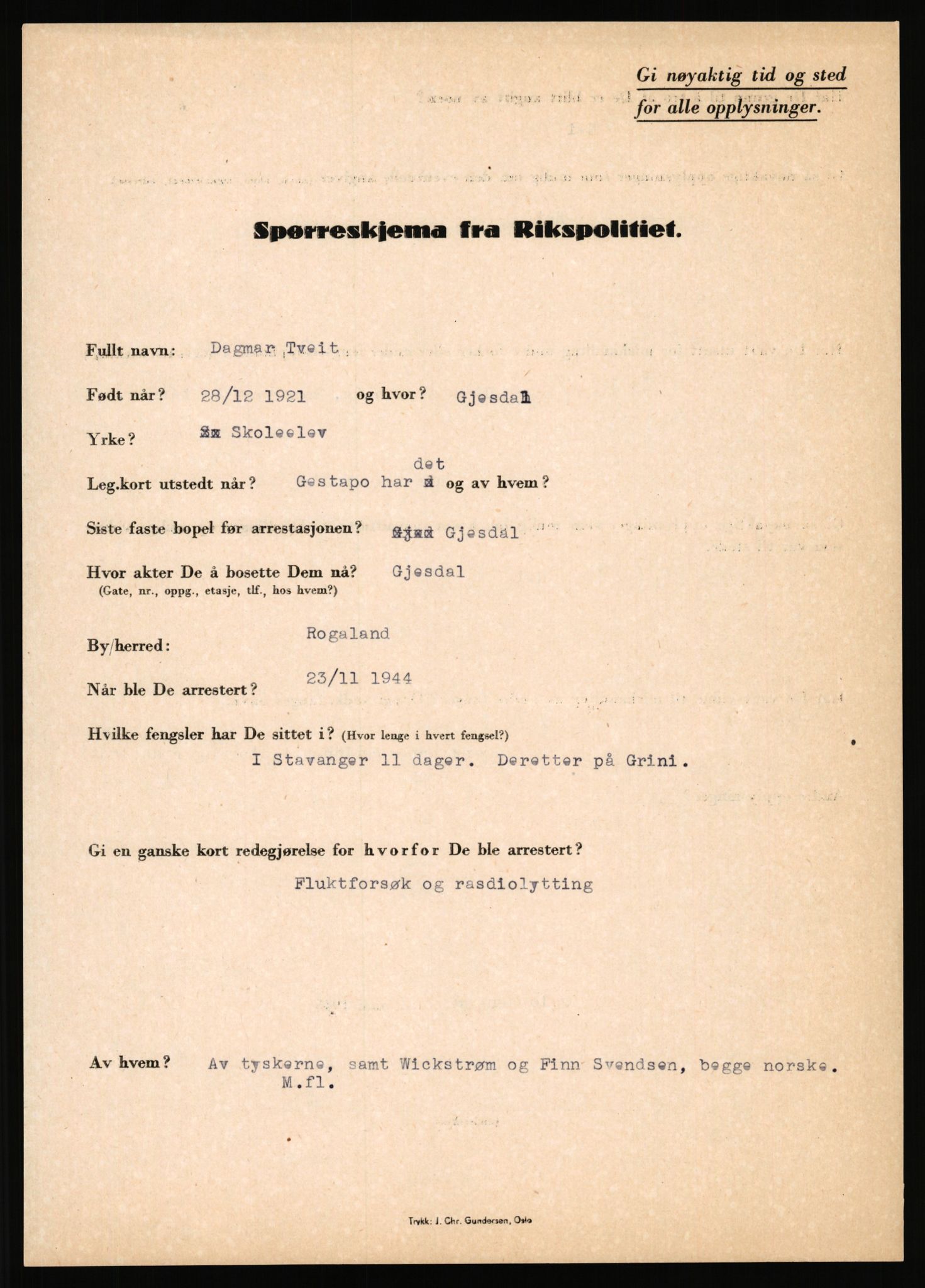 Rikspolitisjefen, AV/RA-S-1560/L/L0017: Tidemann, Hermann G. - Veum, Tjostolv, 1940-1945, p. 539