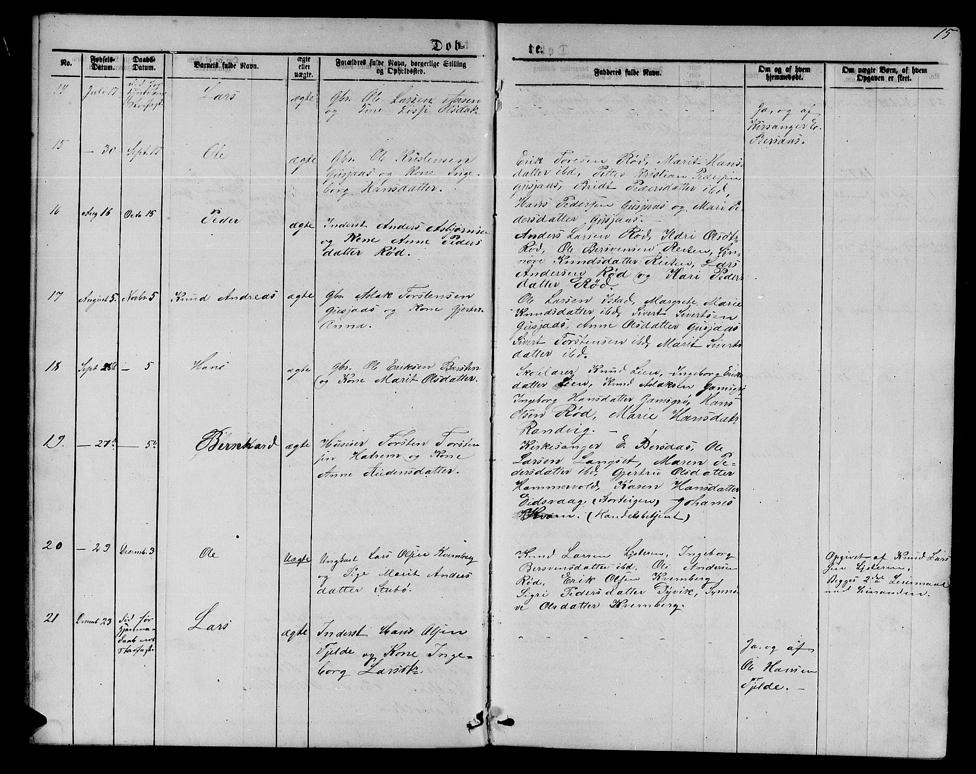 Ministerialprotokoller, klokkerbøker og fødselsregistre - Møre og Romsdal, SAT/A-1454/551/L0630: Parish register (copy) no. 551C02, 1867-1885, p. 15