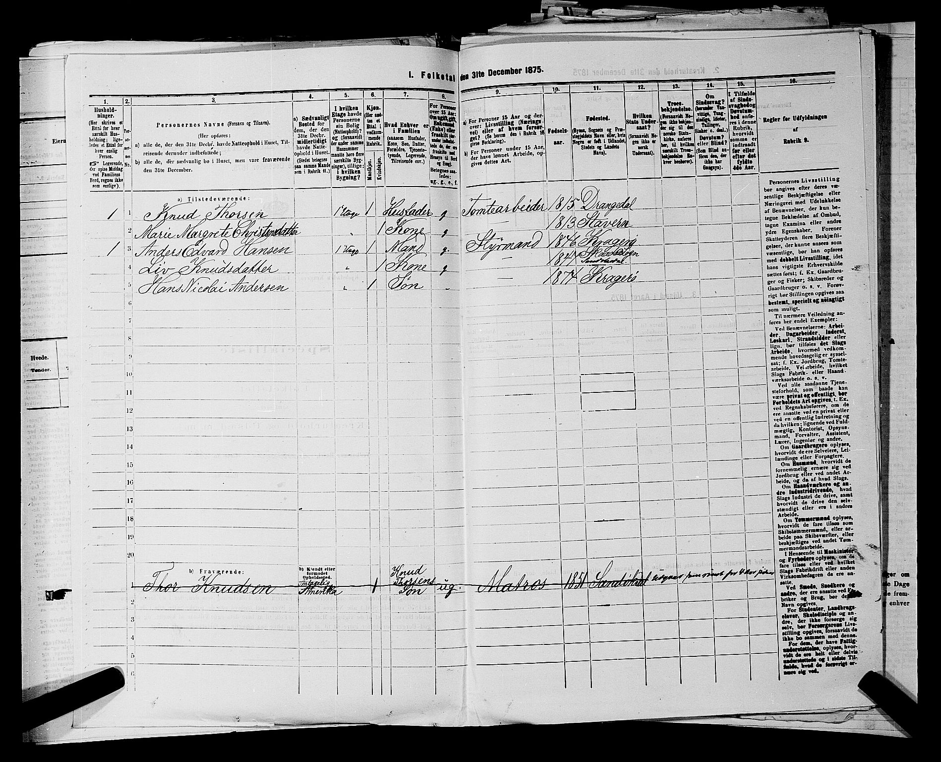 SAKO, 1875 census for 0801P Kragerø, 1875, p. 1216