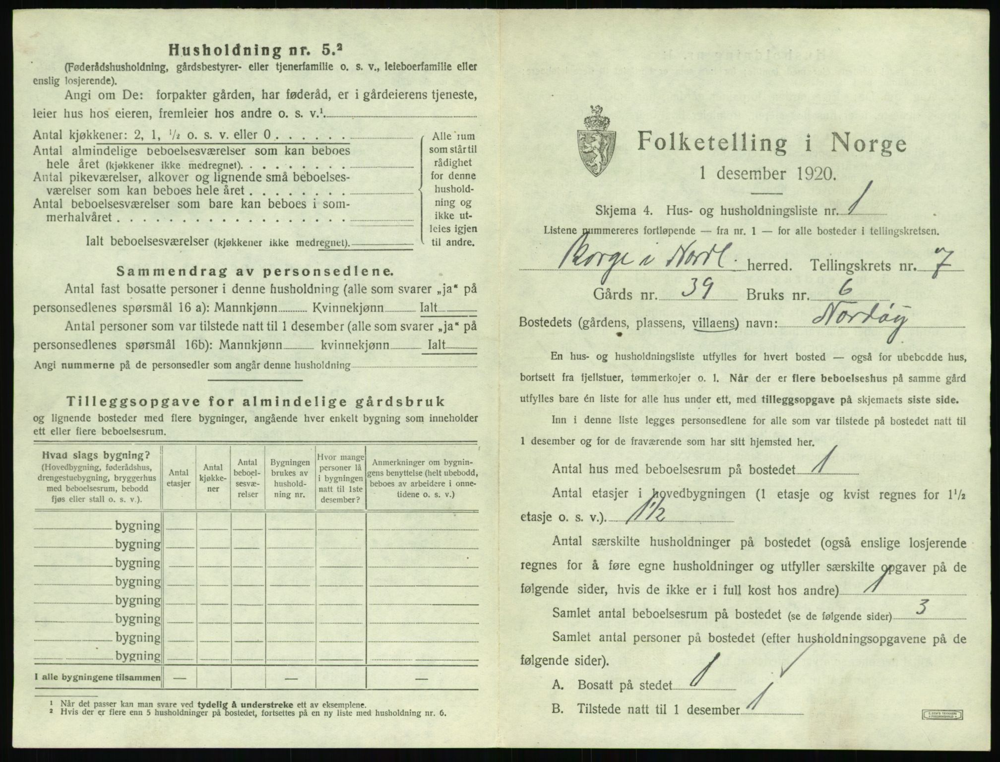 SAT, 1920 census for Borge, 1920, p. 783