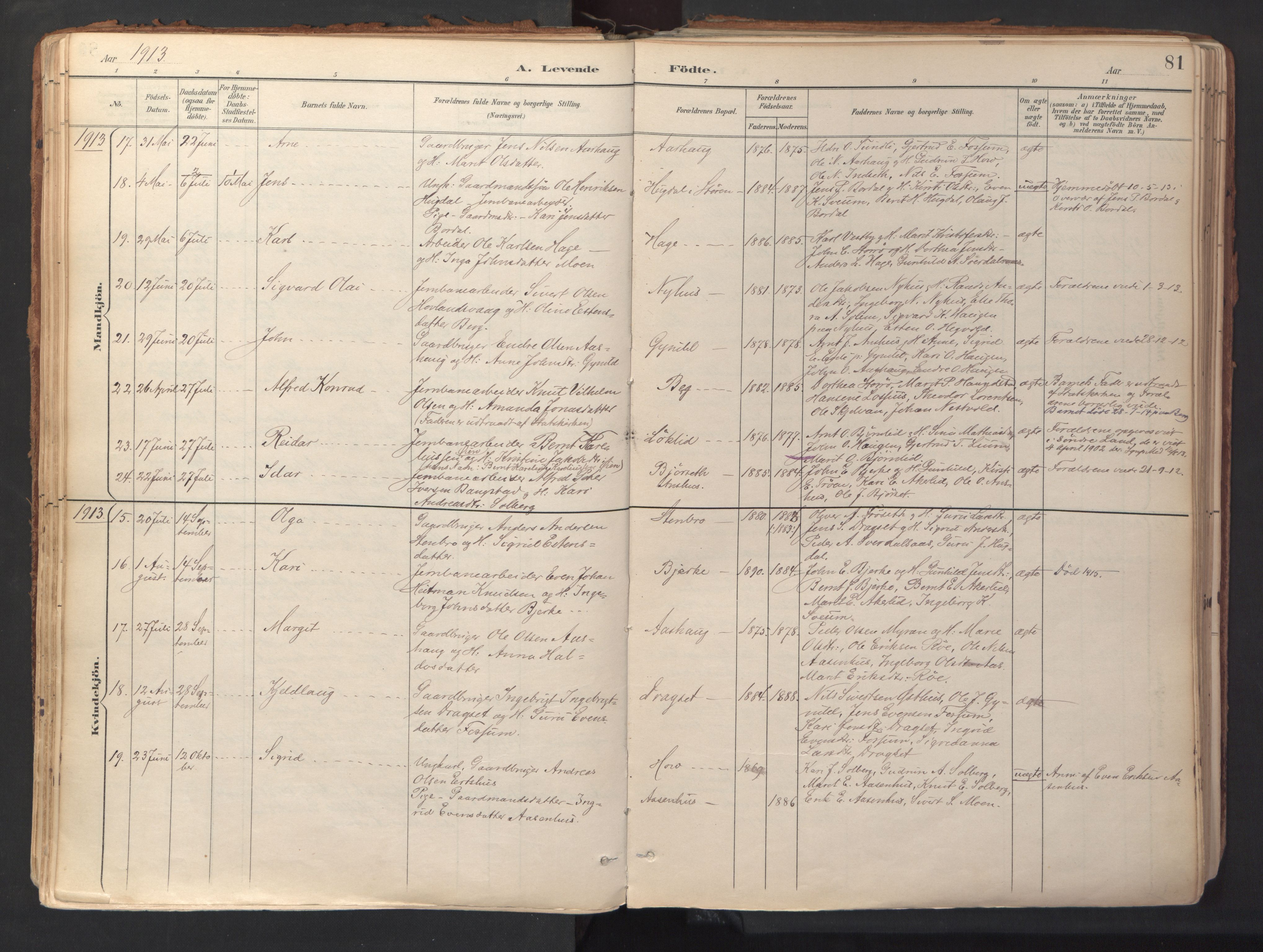 Ministerialprotokoller, klokkerbøker og fødselsregistre - Sør-Trøndelag, SAT/A-1456/689/L1041: Parish register (official) no. 689A06, 1891-1923, p. 81