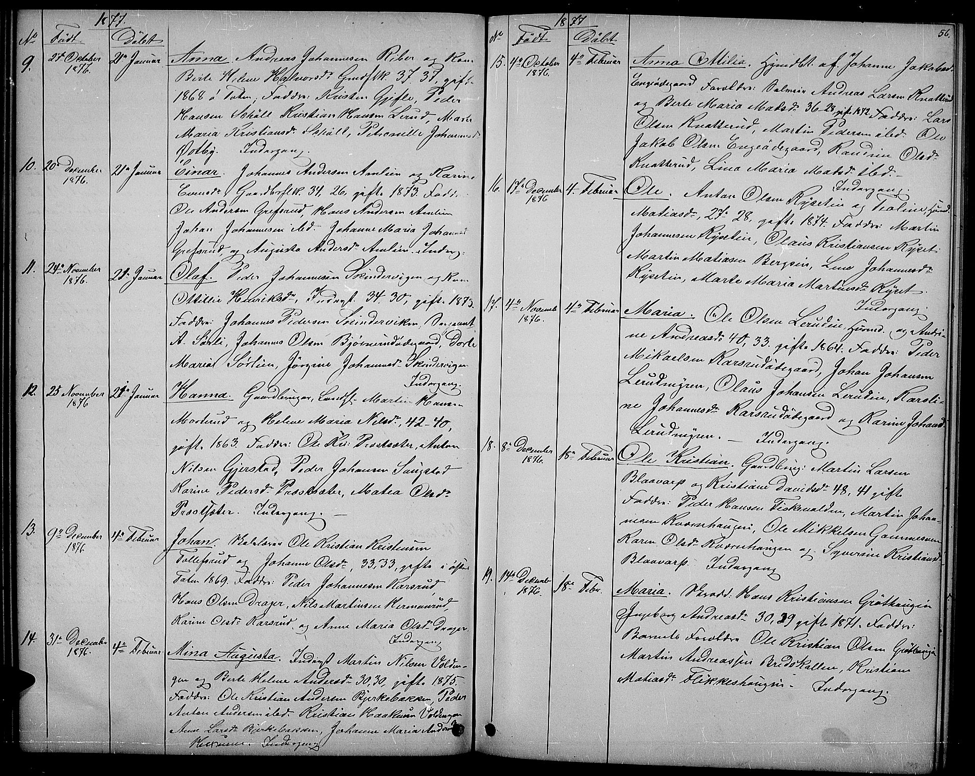 Vestre Toten prestekontor, SAH/PREST-108/H/Ha/Hab/L0006: Parish register (copy) no. 6, 1870-1887, p. 56