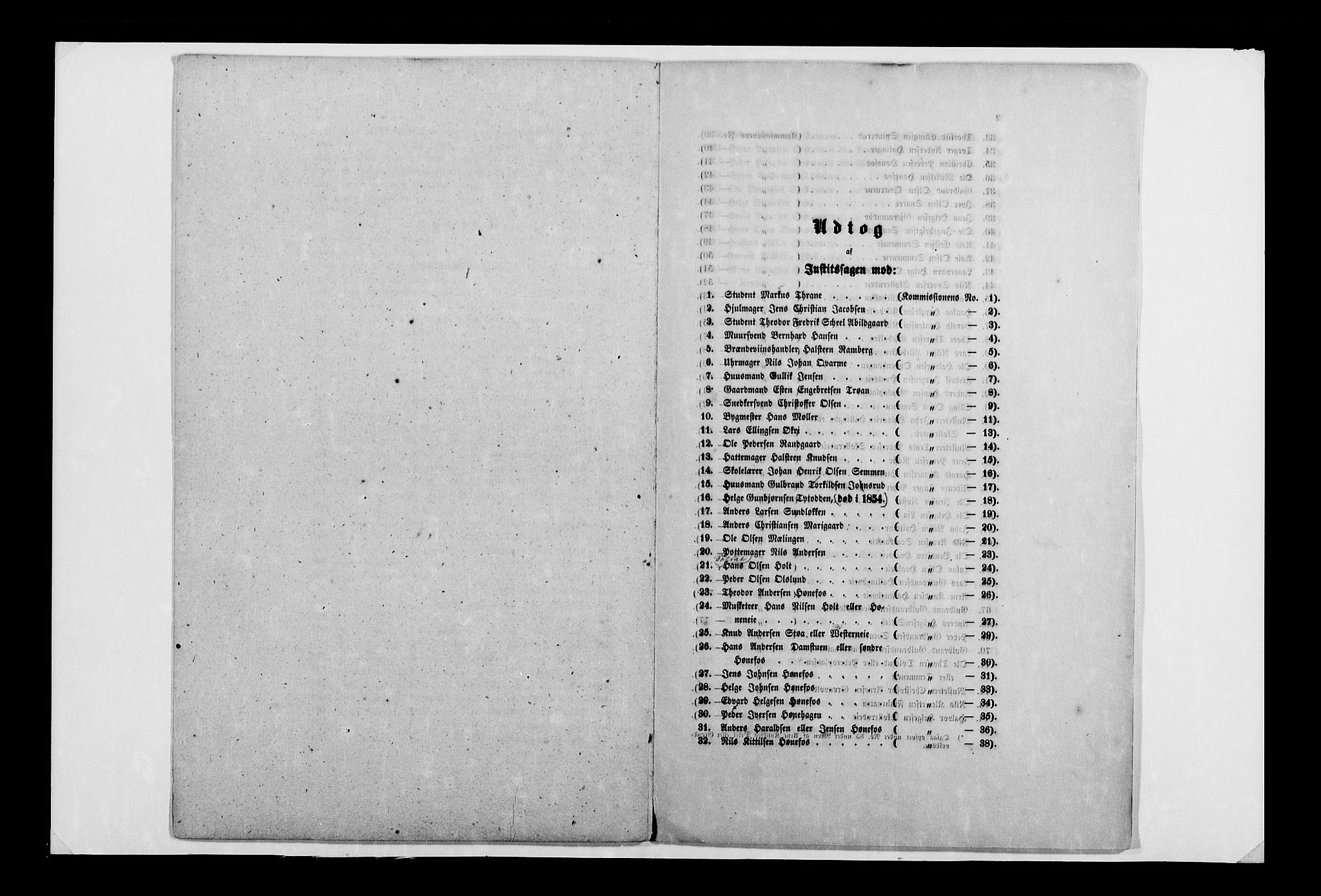 Justisdepartementet, Kriminalkontoret A, AV/RA-S-1037/M/L0016: Thrane-saken. Rettsprotokoller etc., 1851-1855