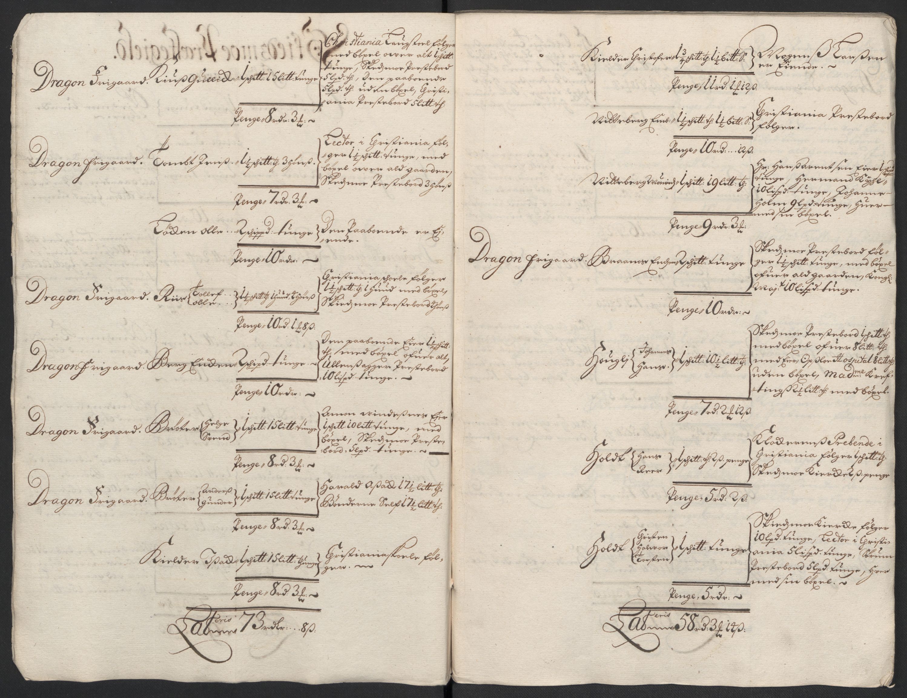 Rentekammeret inntil 1814, Reviderte regnskaper, Fogderegnskap, AV/RA-EA-4092/R11/L0584: Fogderegnskap Nedre Romerike, 1701, p. 73