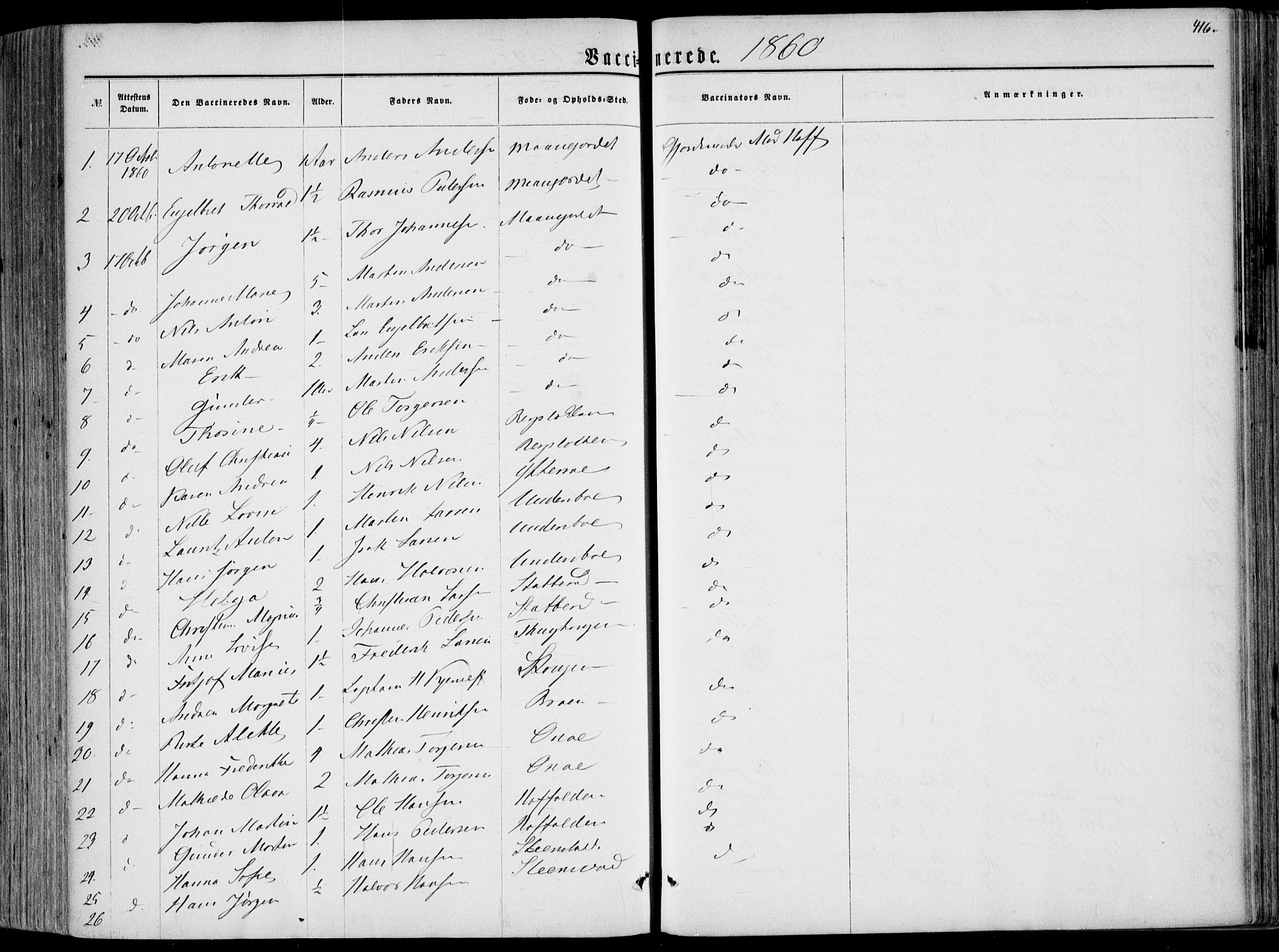 Hedrum kirkebøker, AV/SAKO-A-344/F/Fa/L0007: Parish register (official) no. I 7, 1857-1868, p. 416