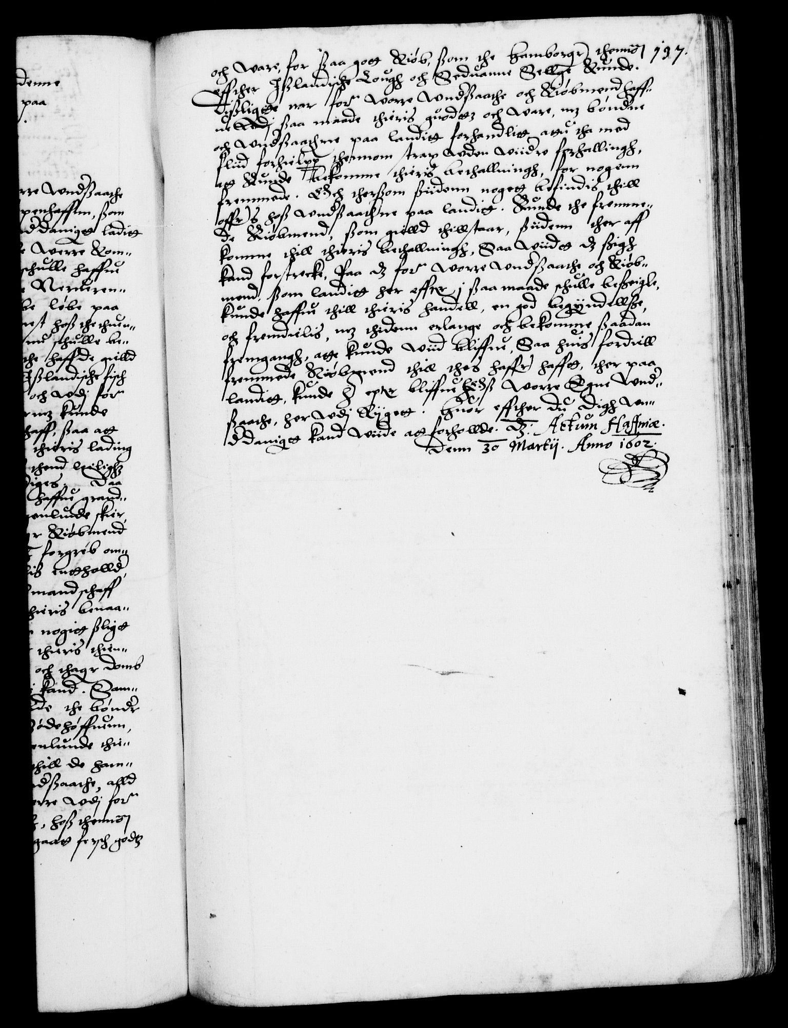 Danske Kanselli 1572-1799, RA/EA-3023/F/Fc/Fca/Fcab/L0003: Norske tegnelser (mikrofilm), 1596-1616, p. 137a