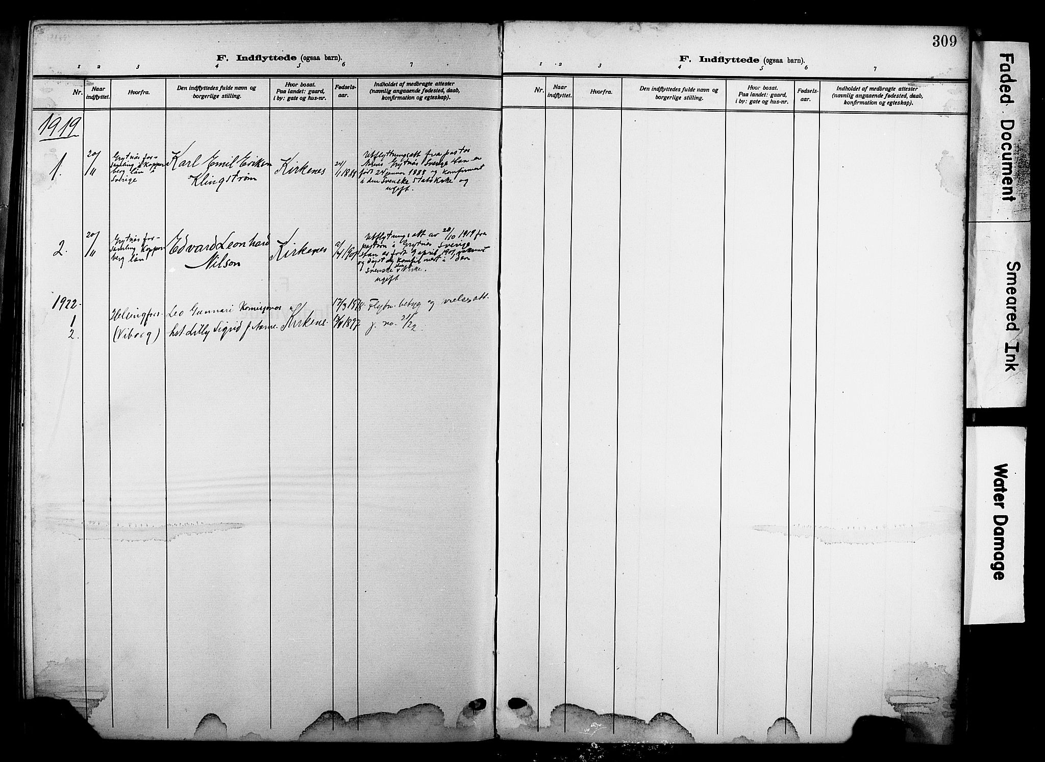 Sør-Varanger sokneprestkontor, SATØ/S-1331/H/Hb/L0005klokker: Parish register (copy) no. 5, 1919-1927, p. 309
