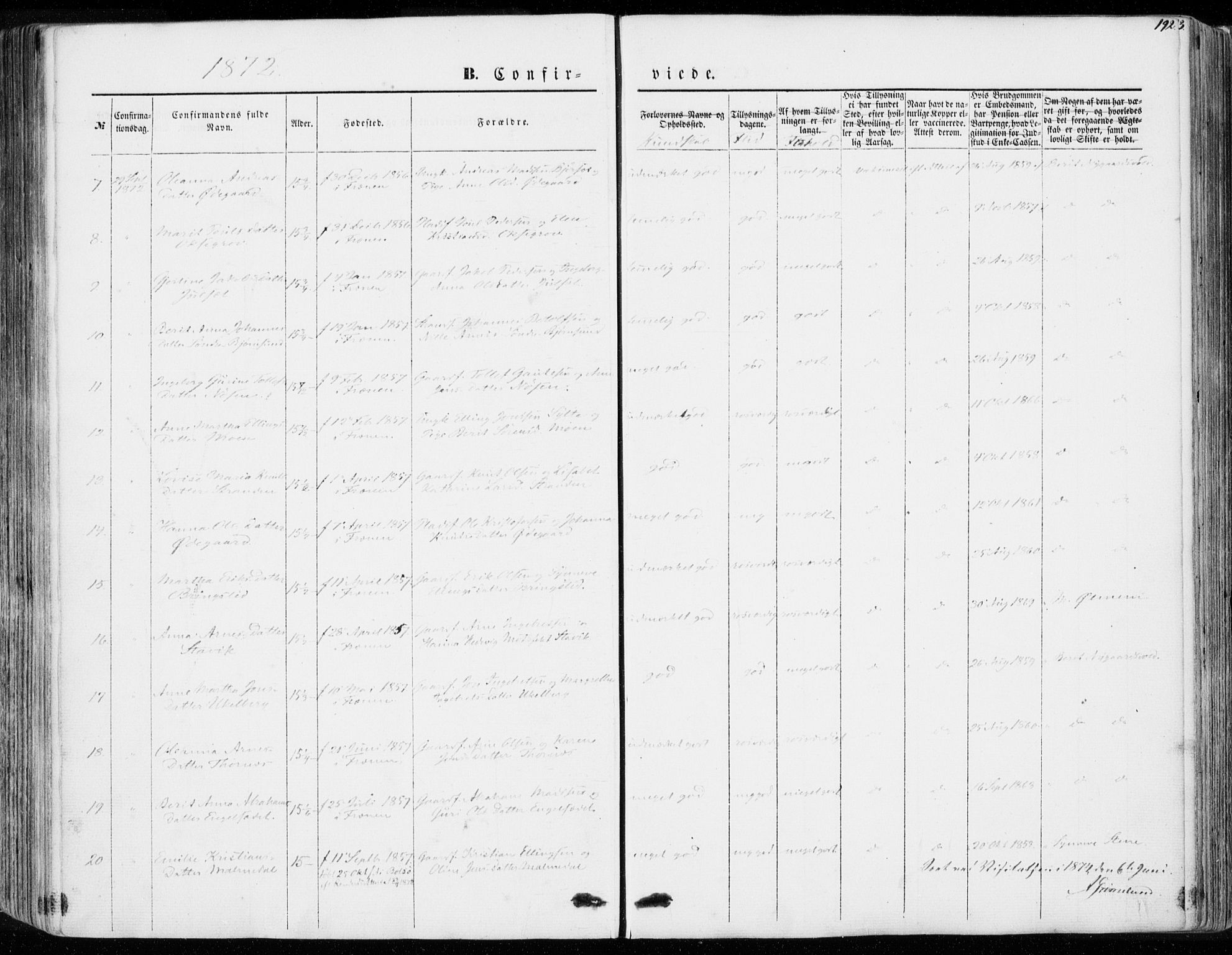 Ministerialprotokoller, klokkerbøker og fødselsregistre - Møre og Romsdal, SAT/A-1454/565/L0748: Parish register (official) no. 565A02, 1845-1872, p. 192