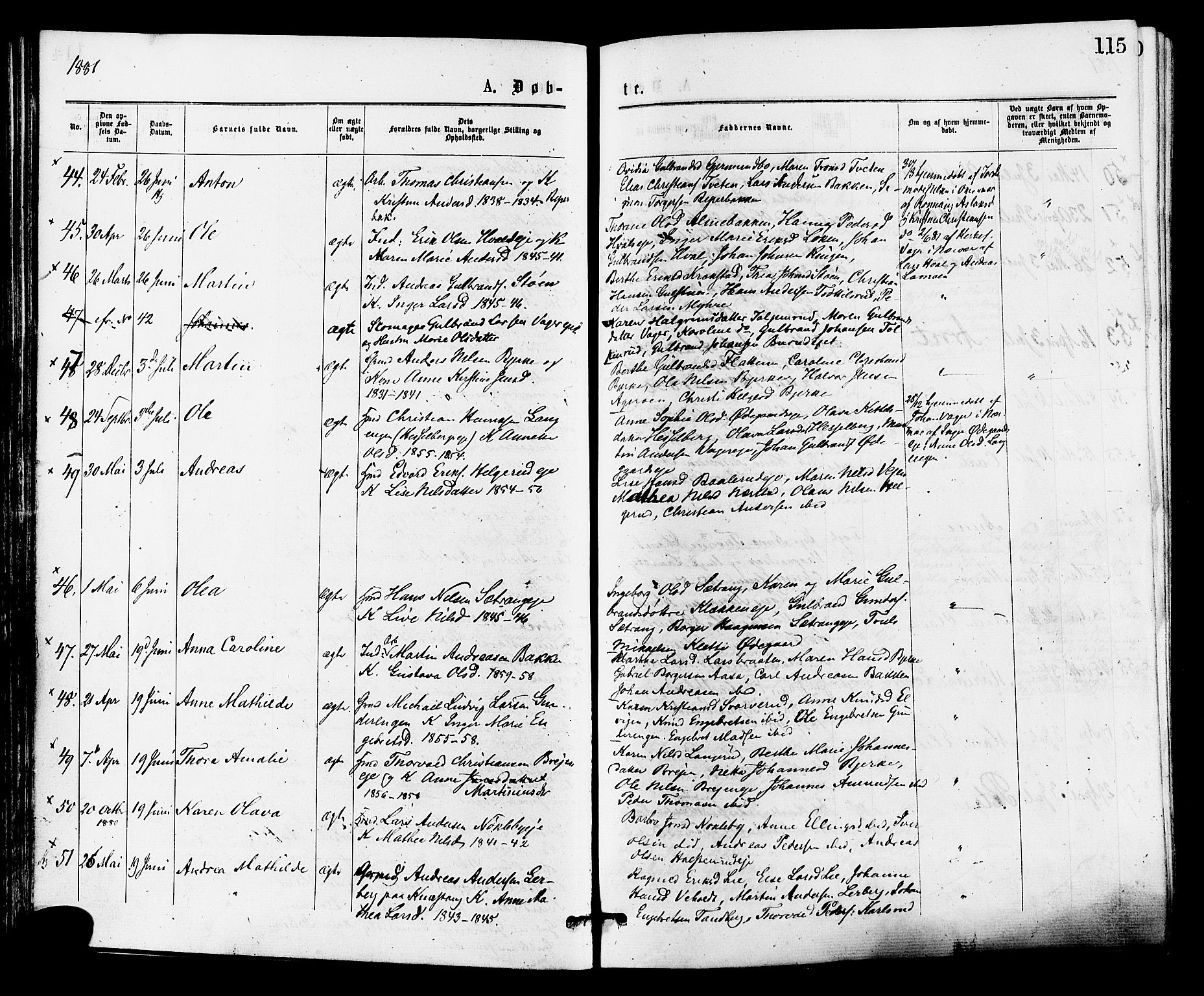 Norderhov kirkebøker, AV/SAKO-A-237/F/Fa/L0015: Parish register (official) no. 15, 1875-1884, p. 115