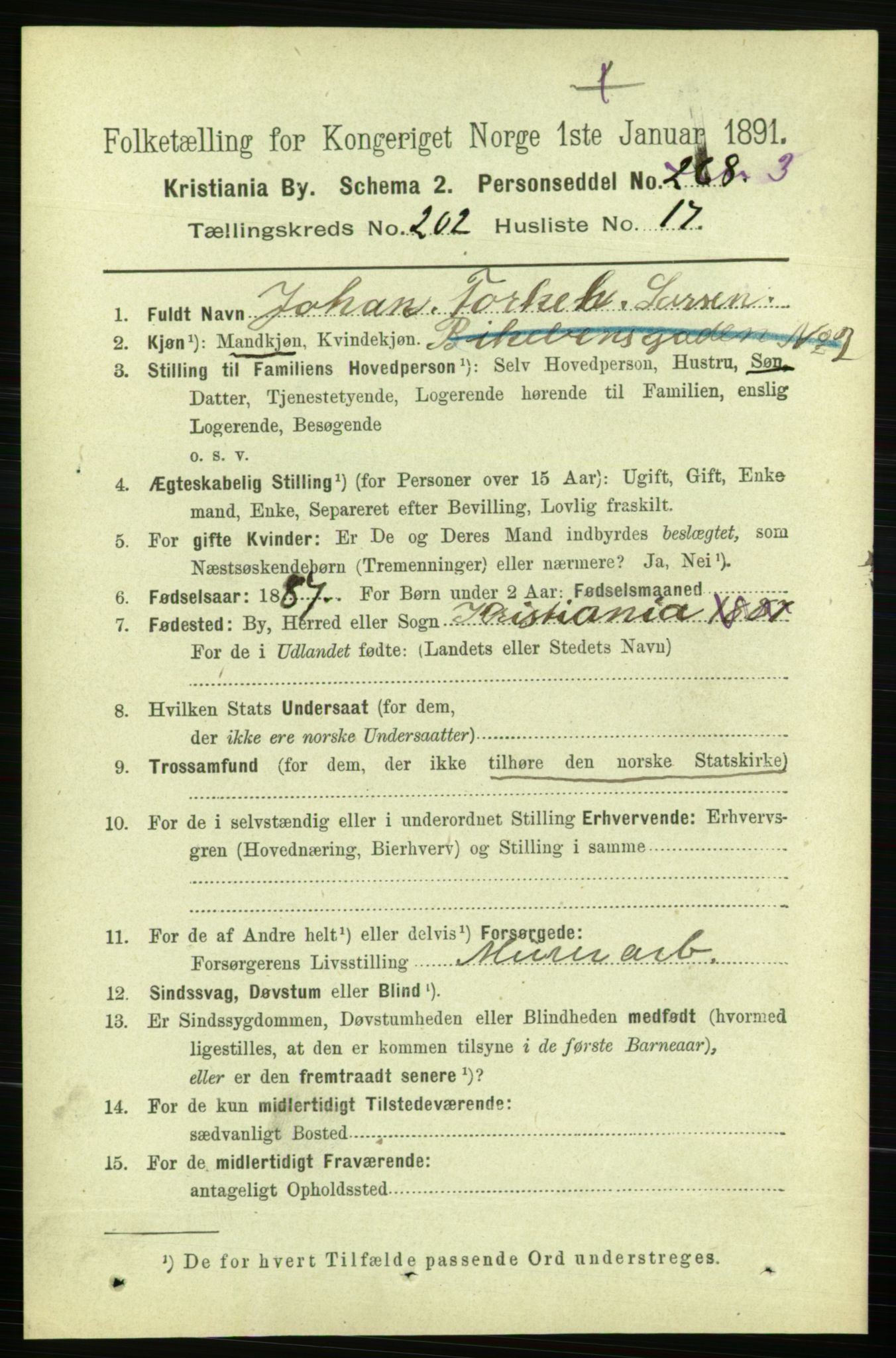 RA, 1891 census for 0301 Kristiania, 1891, p. 121792