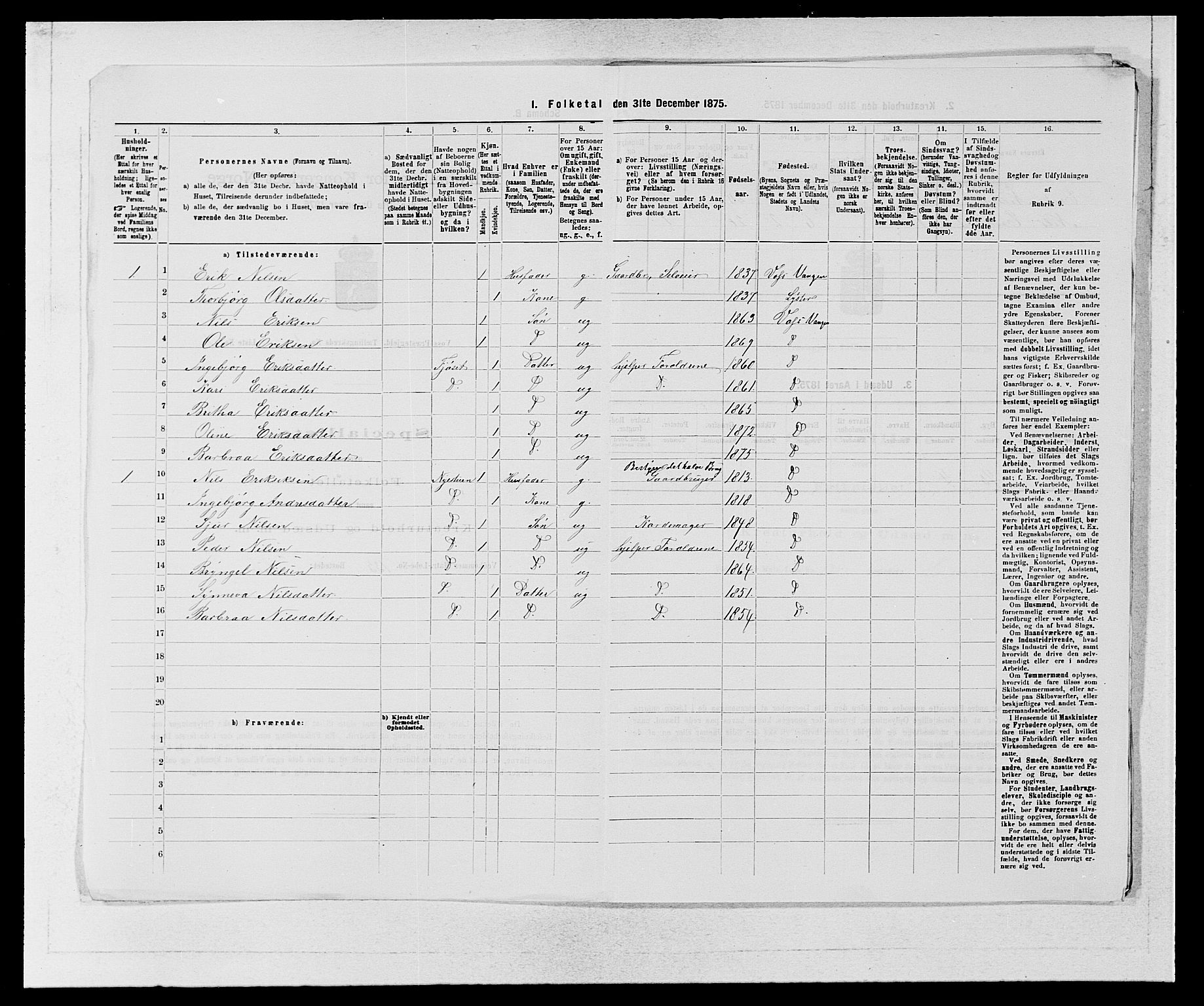 SAB, 1875 census for 1235P Voss, 1875, p. 582