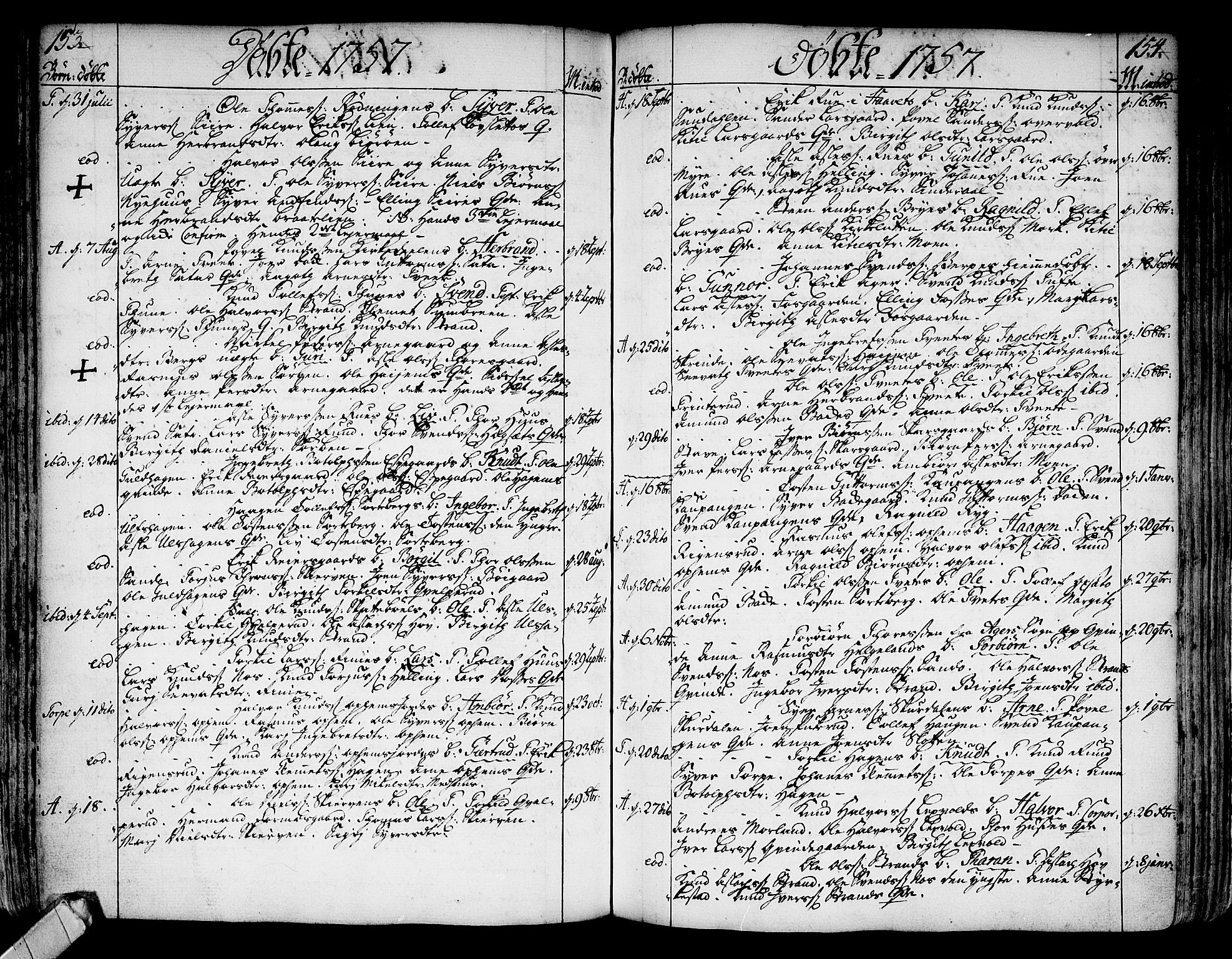 Ål kirkebøker, AV/SAKO-A-249/F/Fa/L0001: Parish register (official) no. I 1, 1744-1769, p. 153-154