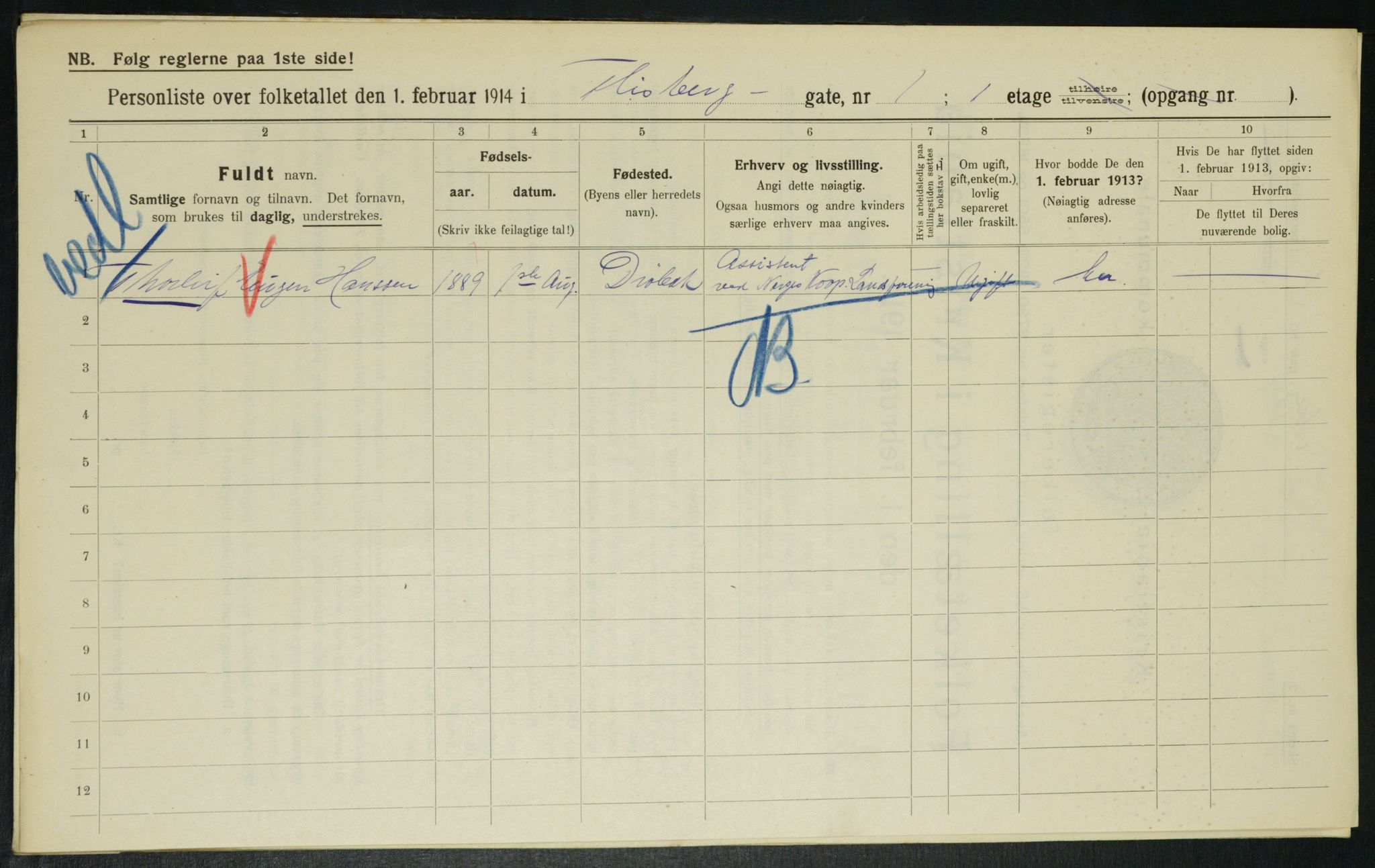 OBA, Municipal Census 1914 for Kristiania, 1914, p. 24758