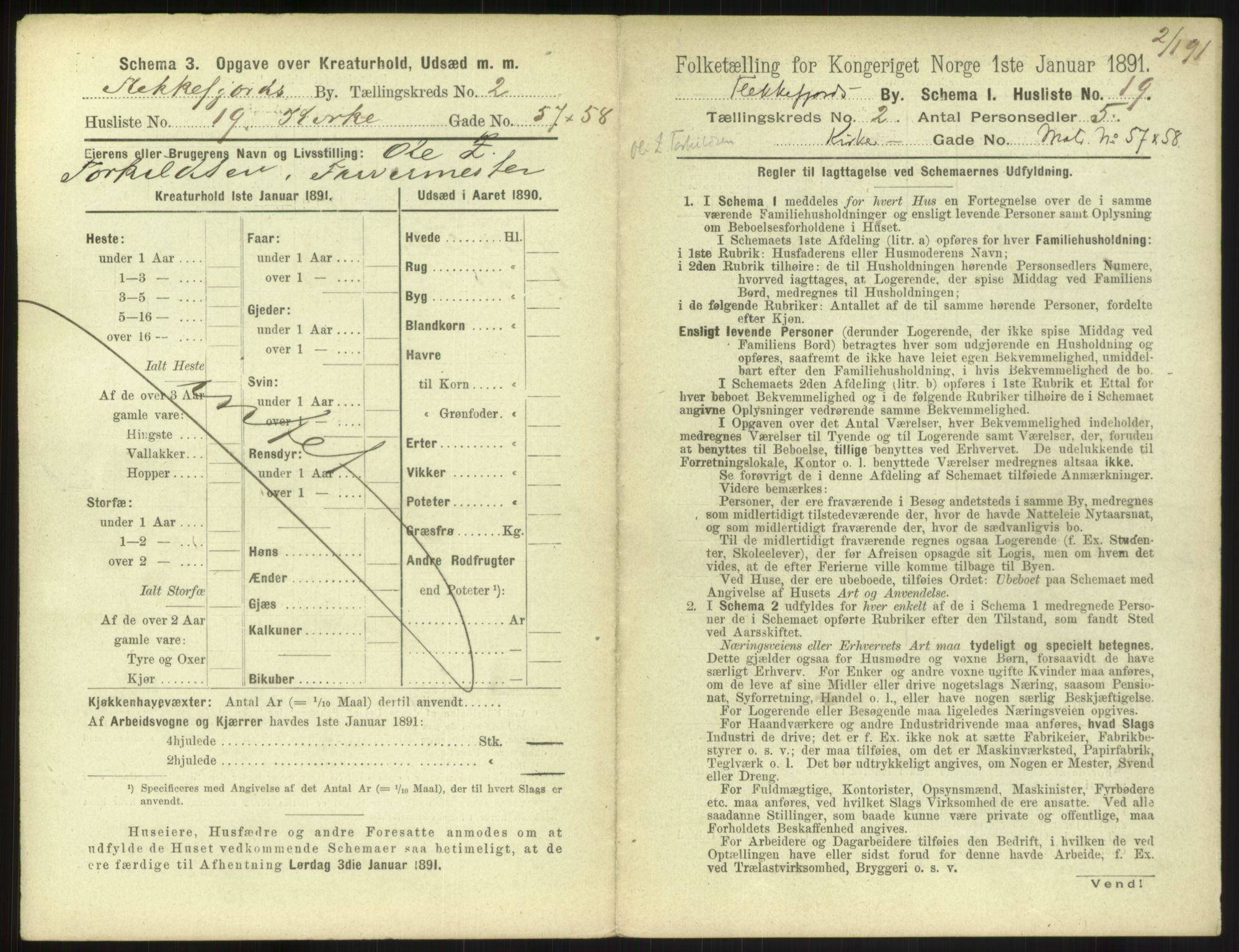 RA, 1891 census for 1004 Flekkefjord, 1891, p. 134