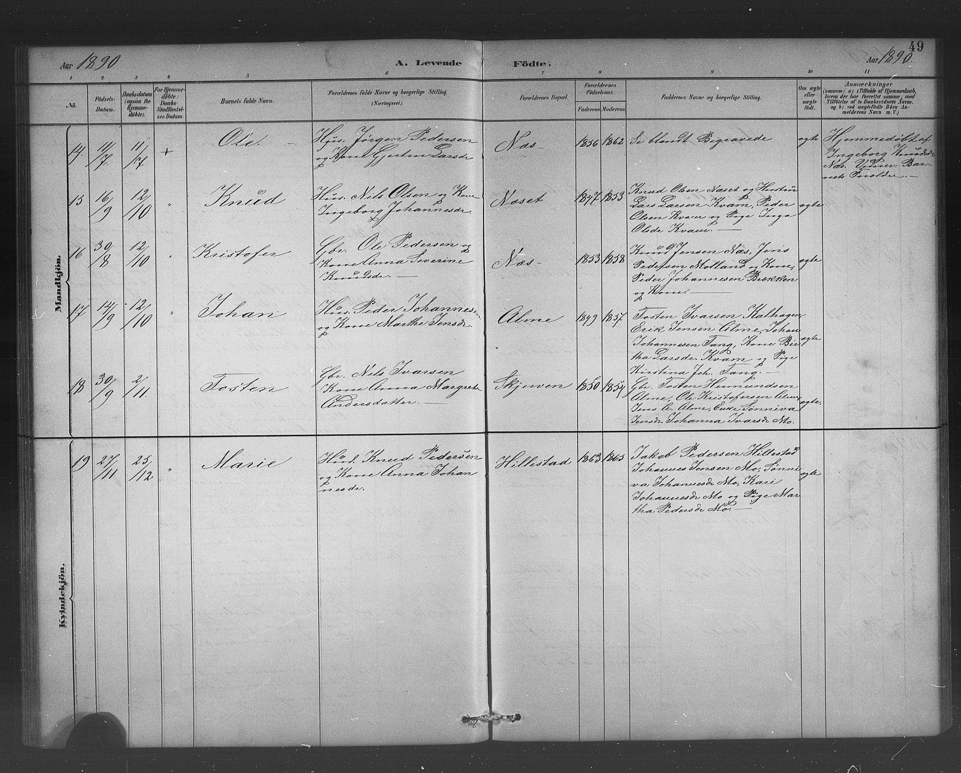 Hafslo sokneprestembete, AV/SAB-A-80301/H/Hab/Habb/L0001: Parish register (copy) no. B 1, 1882-1908, p. 49