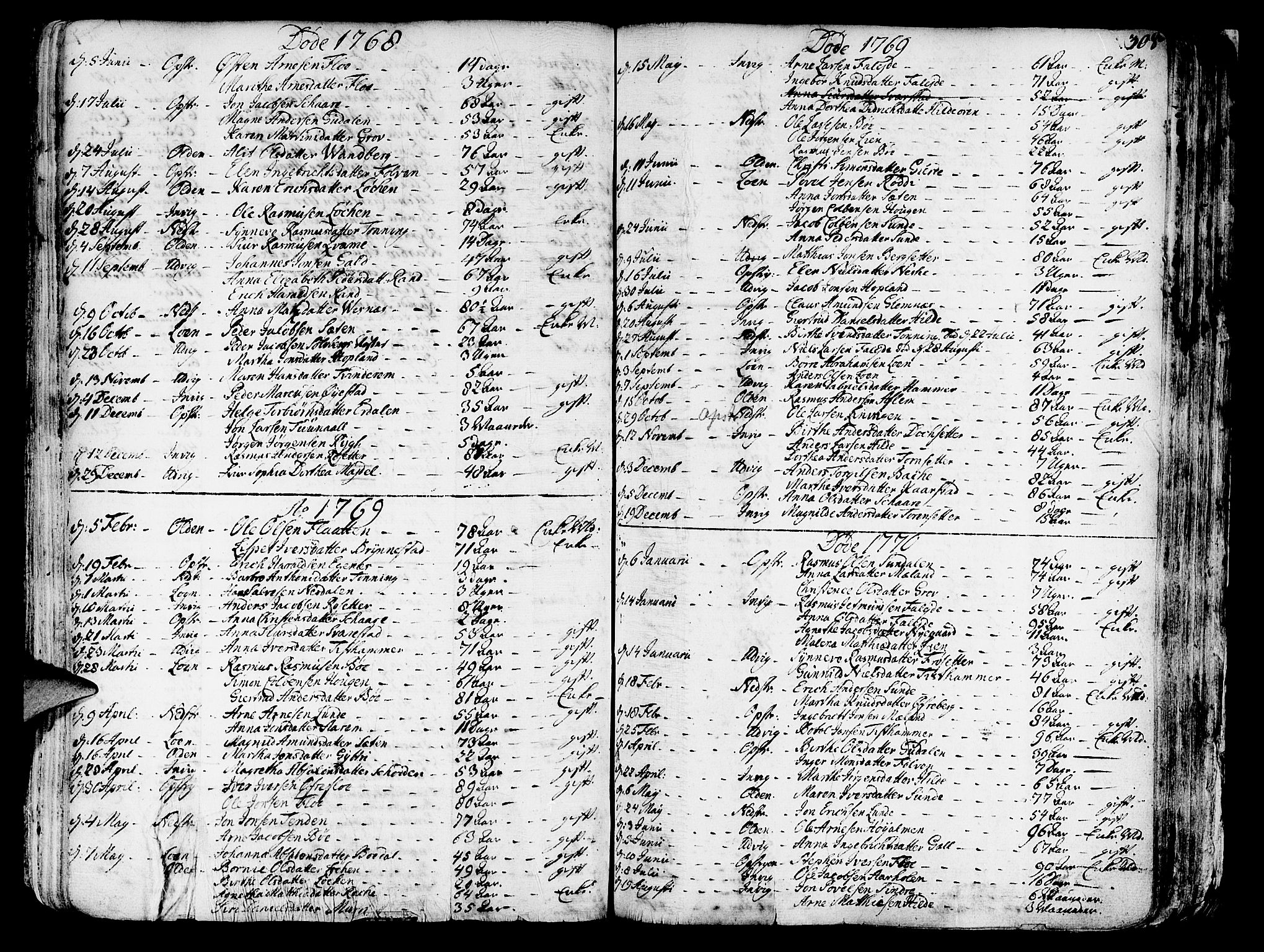 Innvik sokneprestembete, SAB/A-80501: Parish register (official) no. A 1, 1750-1816, p. 308