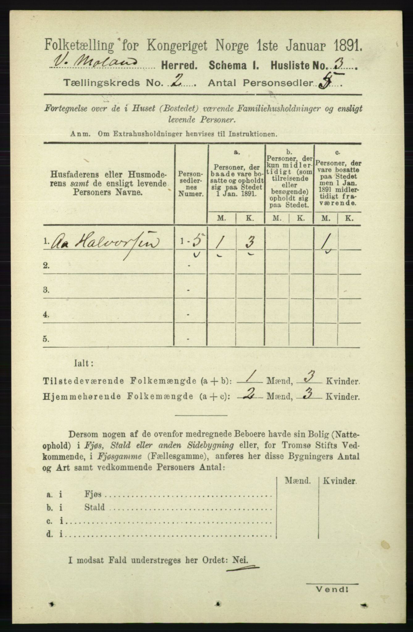 RA, 1891 census for 0926 Vestre Moland, 1891, p. 570