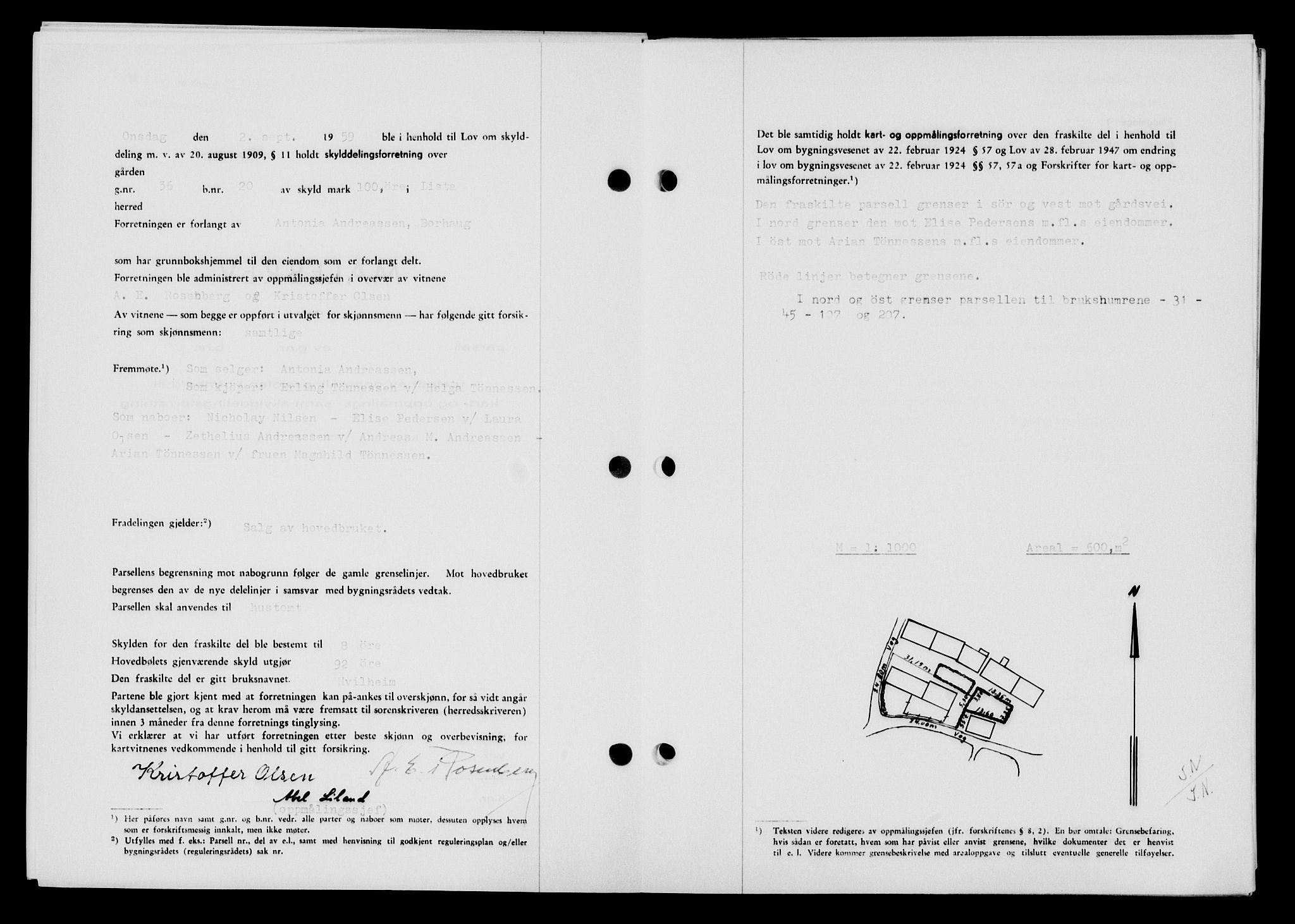 Lyngdal sorenskriveri, AV/SAK-1221-0004/G/Gb/L0679: Mortgage book no. A XXV, 1959-1960, Diary no: : 848/1959