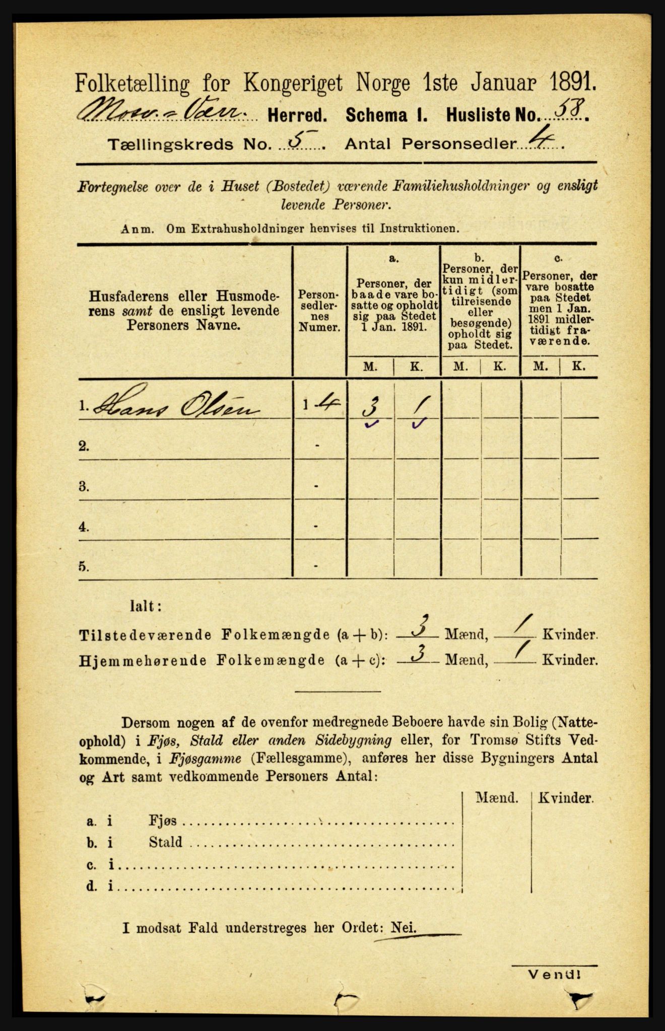 RA, 1891 census for 1723 Mosvik og Verran, 1891, p. 1954