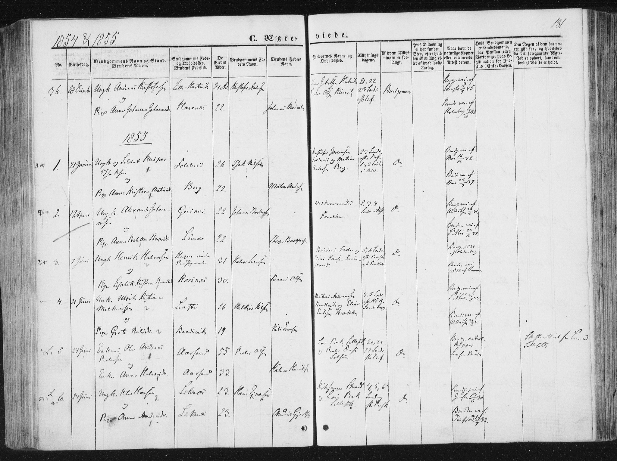Ministerialprotokoller, klokkerbøker og fødselsregistre - Nord-Trøndelag, SAT/A-1458/780/L0640: Parish register (official) no. 780A05, 1845-1856, p. 181