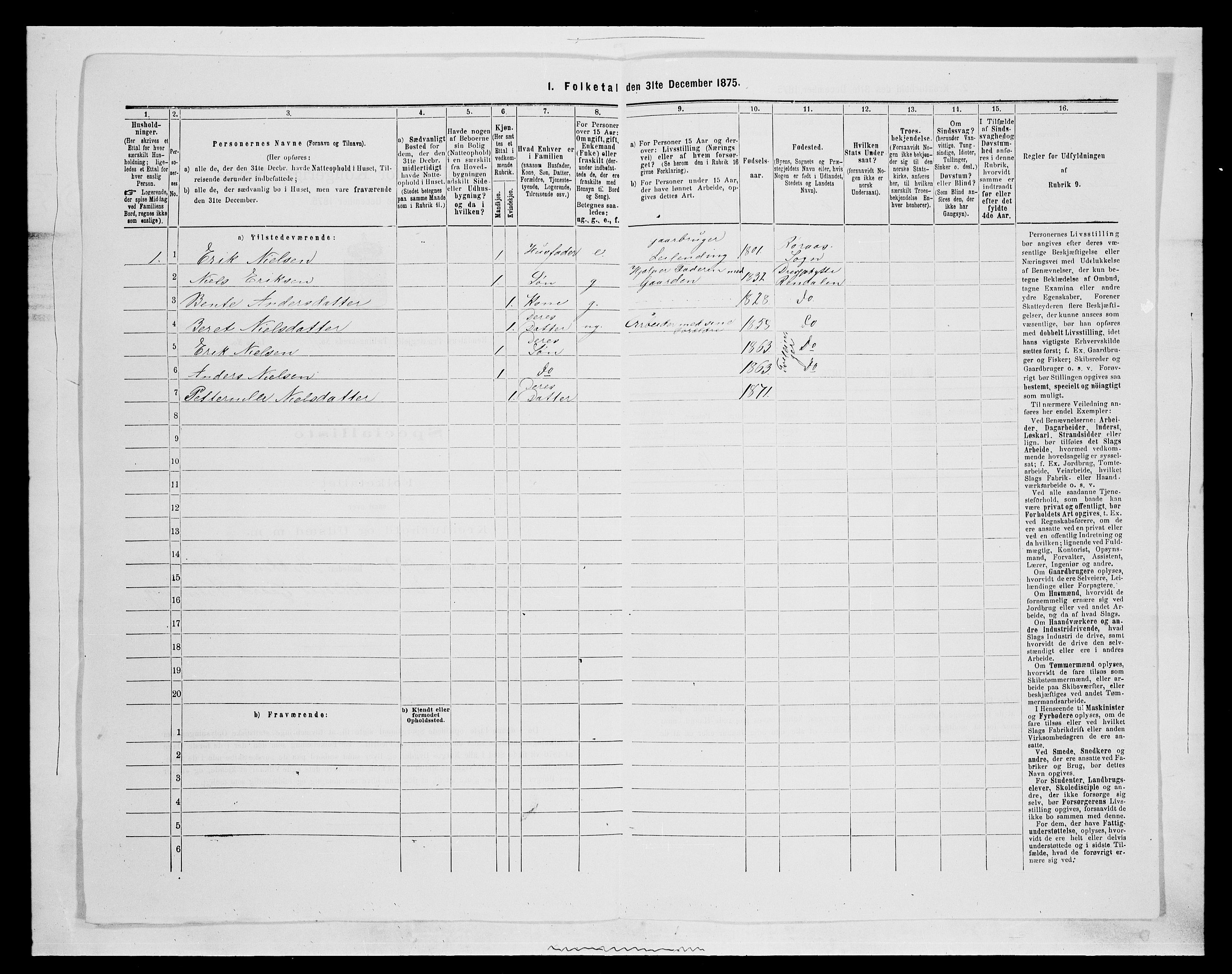 SAH, 1875 census for 0432P Rendalen, 1875, p. 943