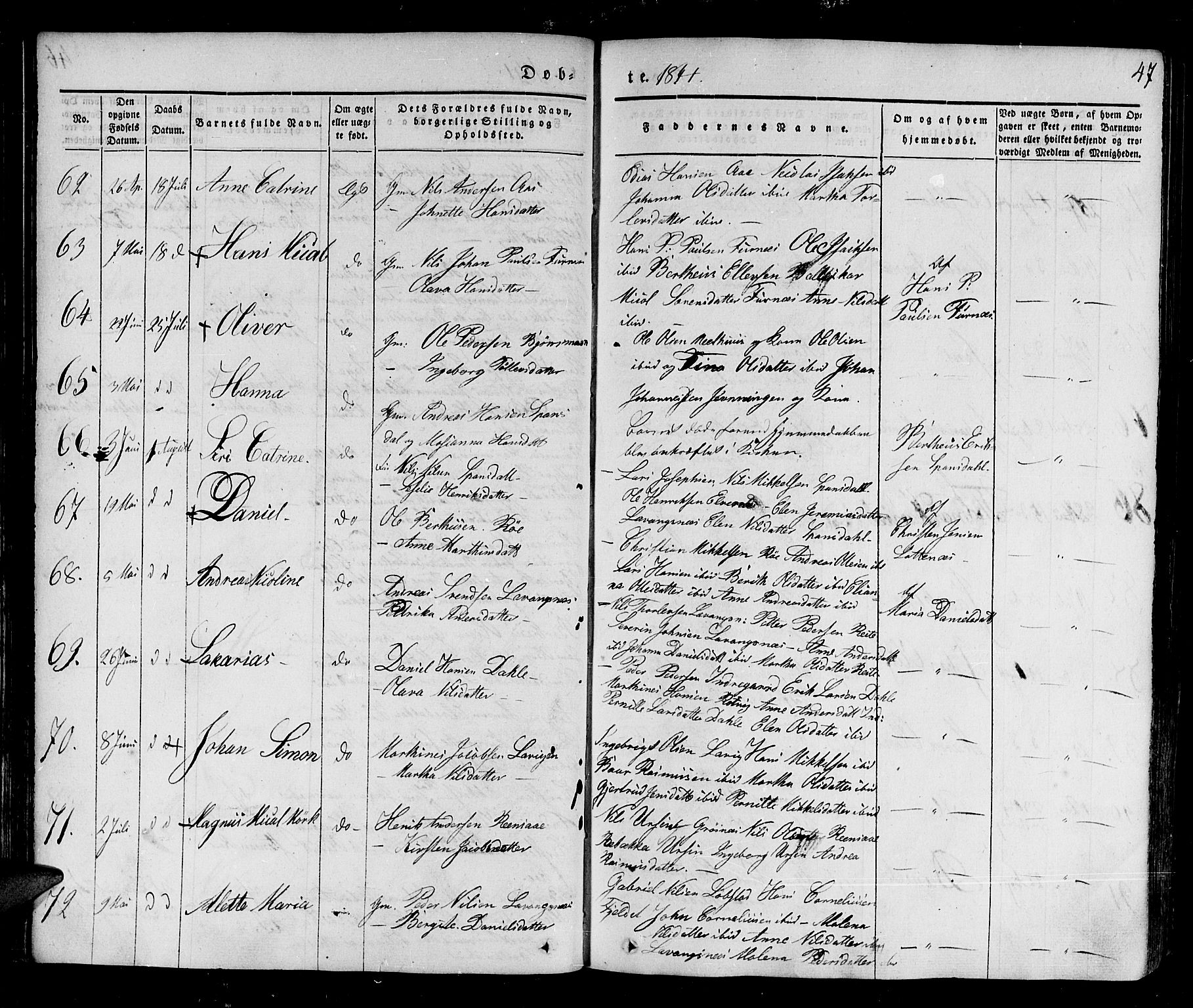 Ibestad sokneprestembete, SATØ/S-0077/H/Ha/Haa/L0006kirke: Parish register (official) no. 6, 1837-1850, p. 47