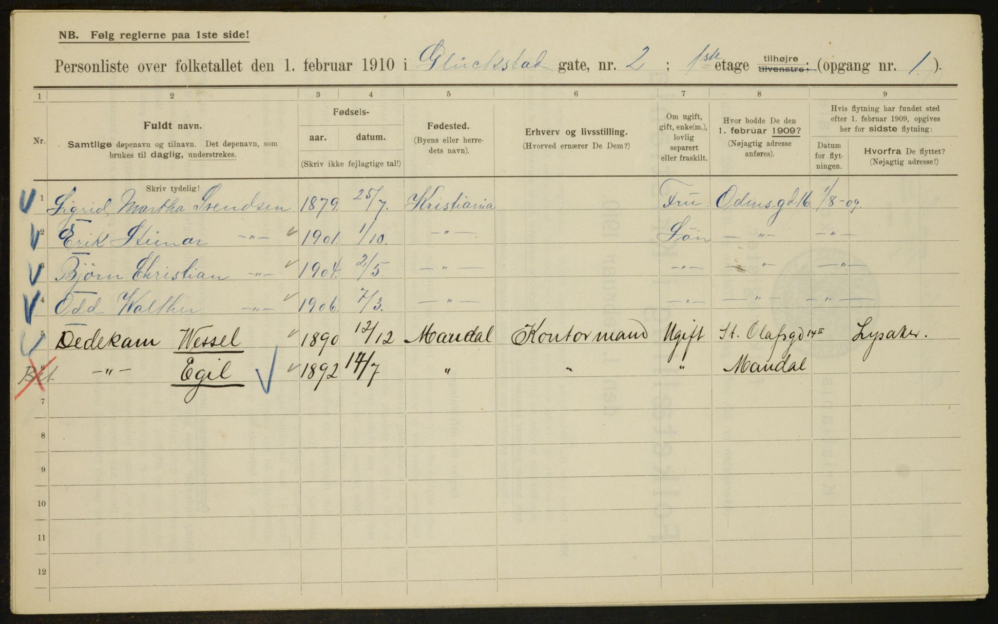 OBA, Municipal Census 1910 for Kristiania, 1910, p. 27903