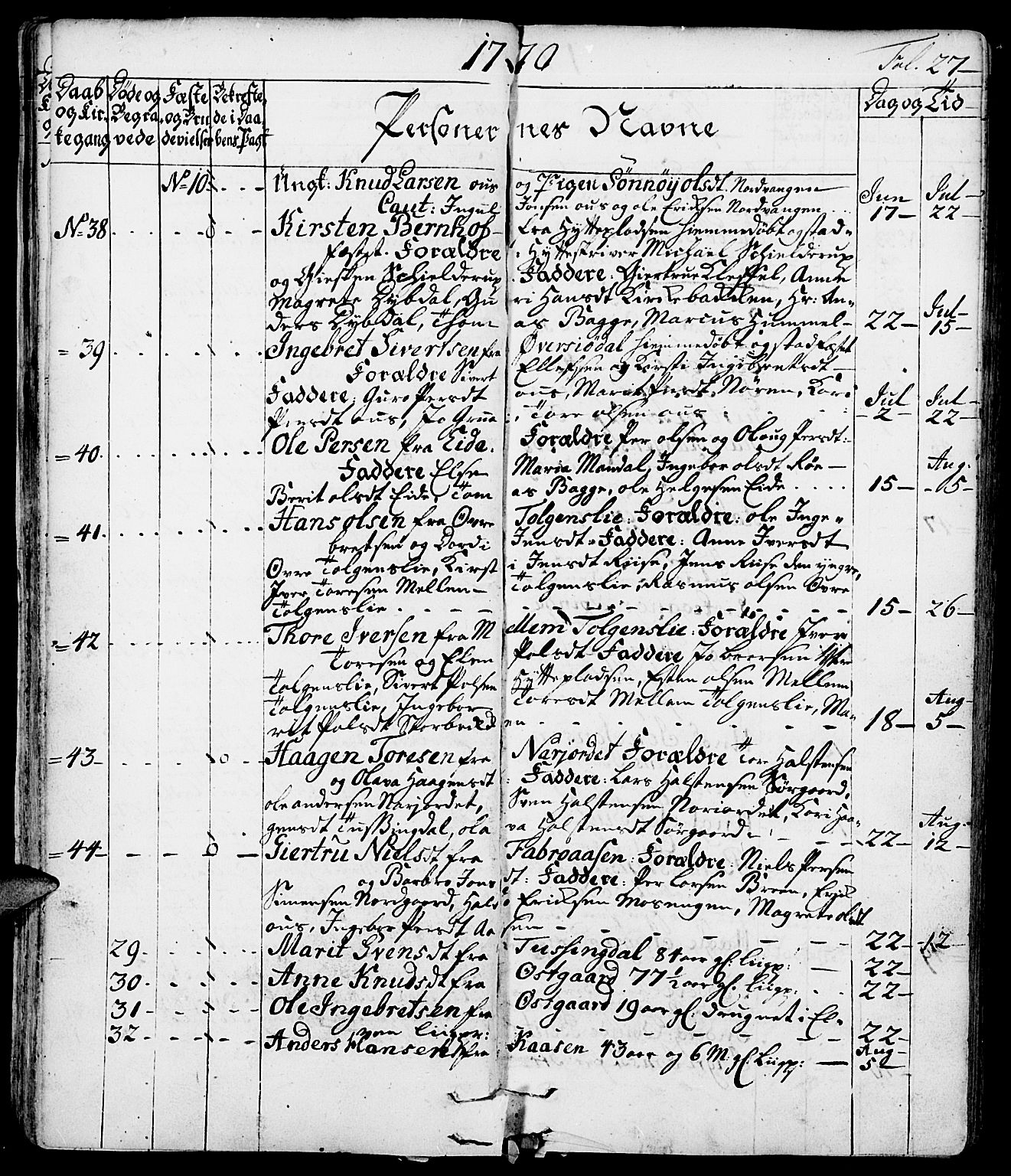 Tolga prestekontor, SAH/PREST-062/K/L0002: Parish register (official) no. 2, 1768-1786, p. 27
