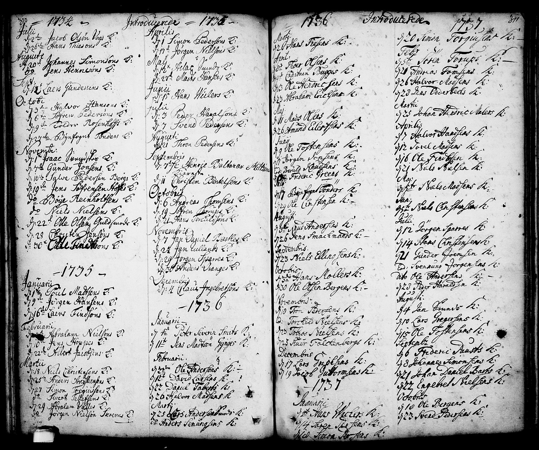 Kragerø kirkebøker, SAKO/A-278/F/Fa/L0001: Parish register (official) no. 1, 1702-1766, p. 310-311