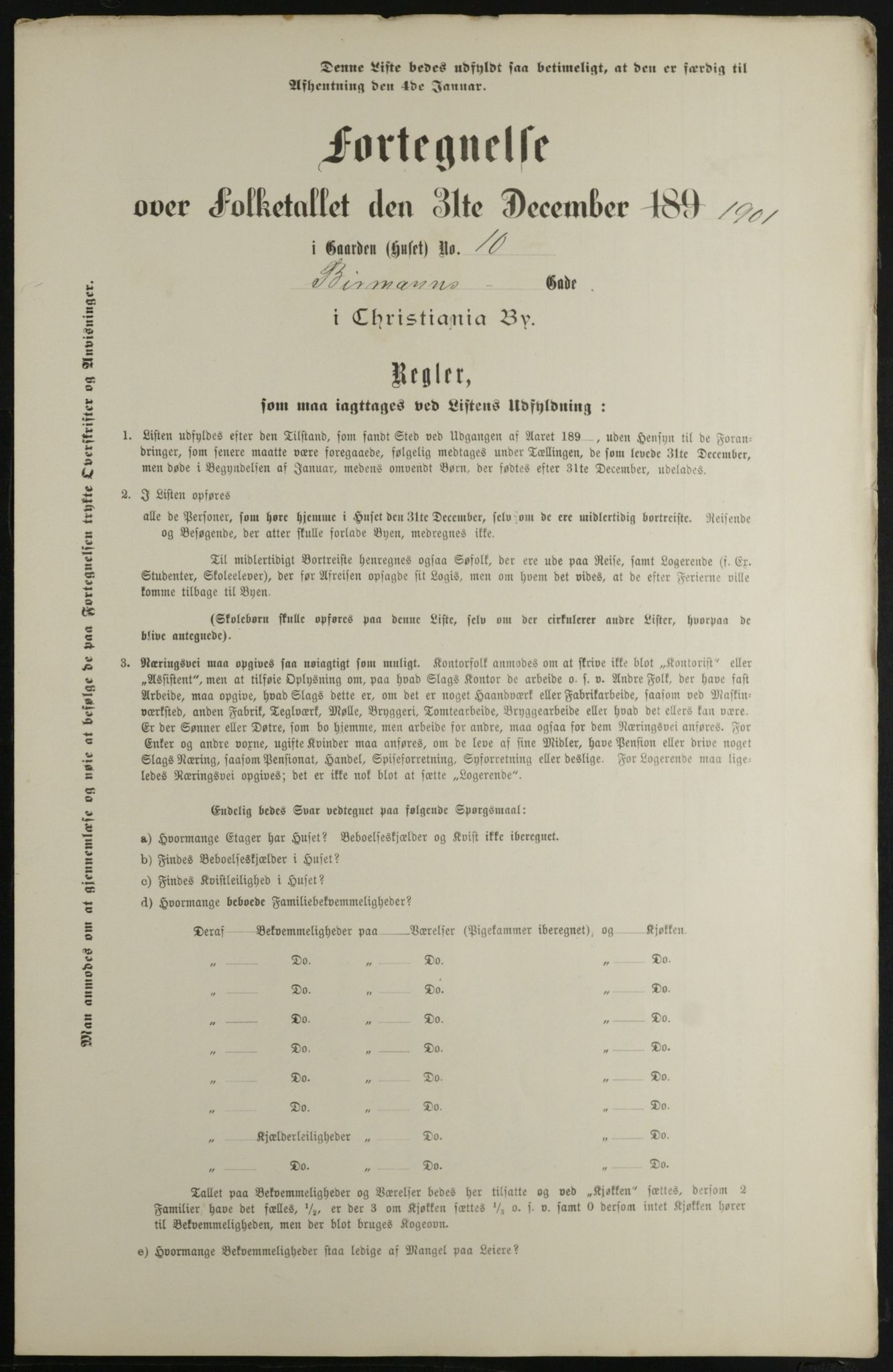 OBA, Municipal Census 1901 for Kristiania, 1901, p. 825