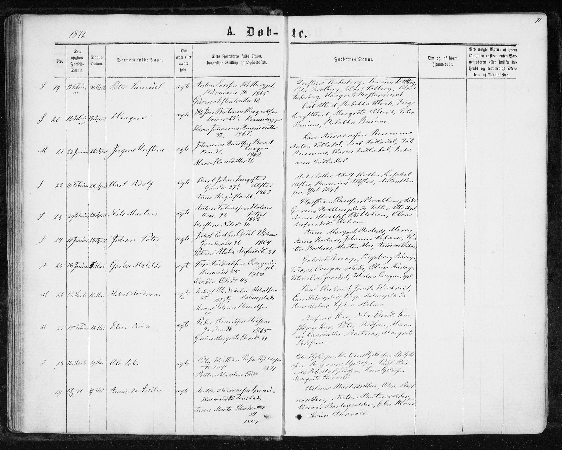 Ministerialprotokoller, klokkerbøker og fødselsregistre - Nord-Trøndelag, AV/SAT-A-1458/741/L0394: Parish register (official) no. 741A08, 1864-1877, p. 71