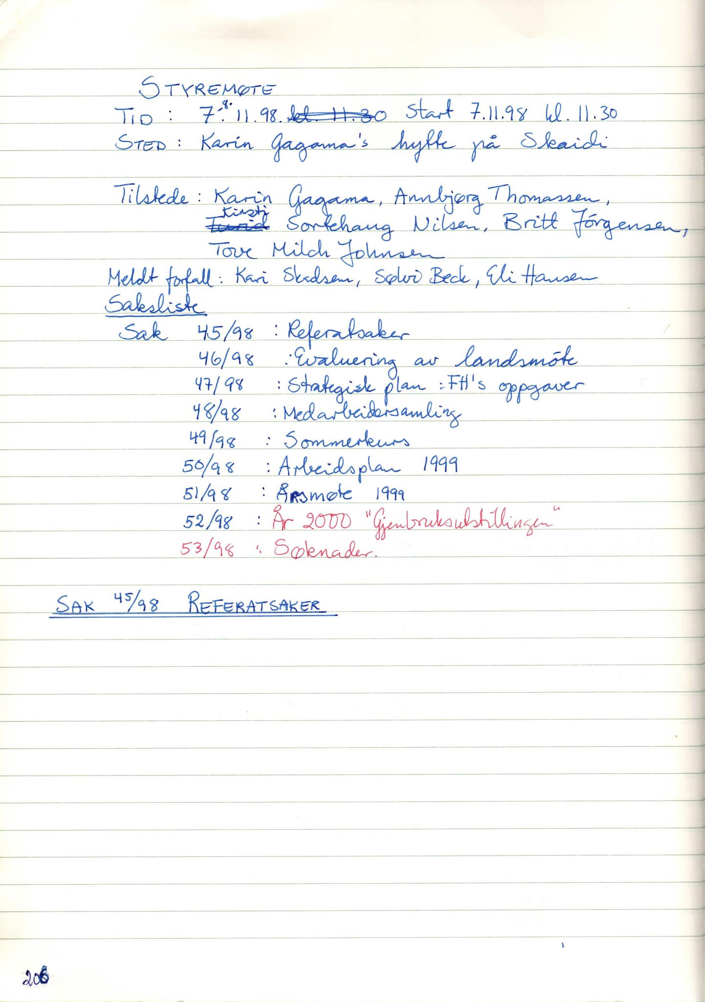 Finnmark Husflidslag, FMFB/A-1134/A/L0004: Møtebok, 1995-2000, p. 210