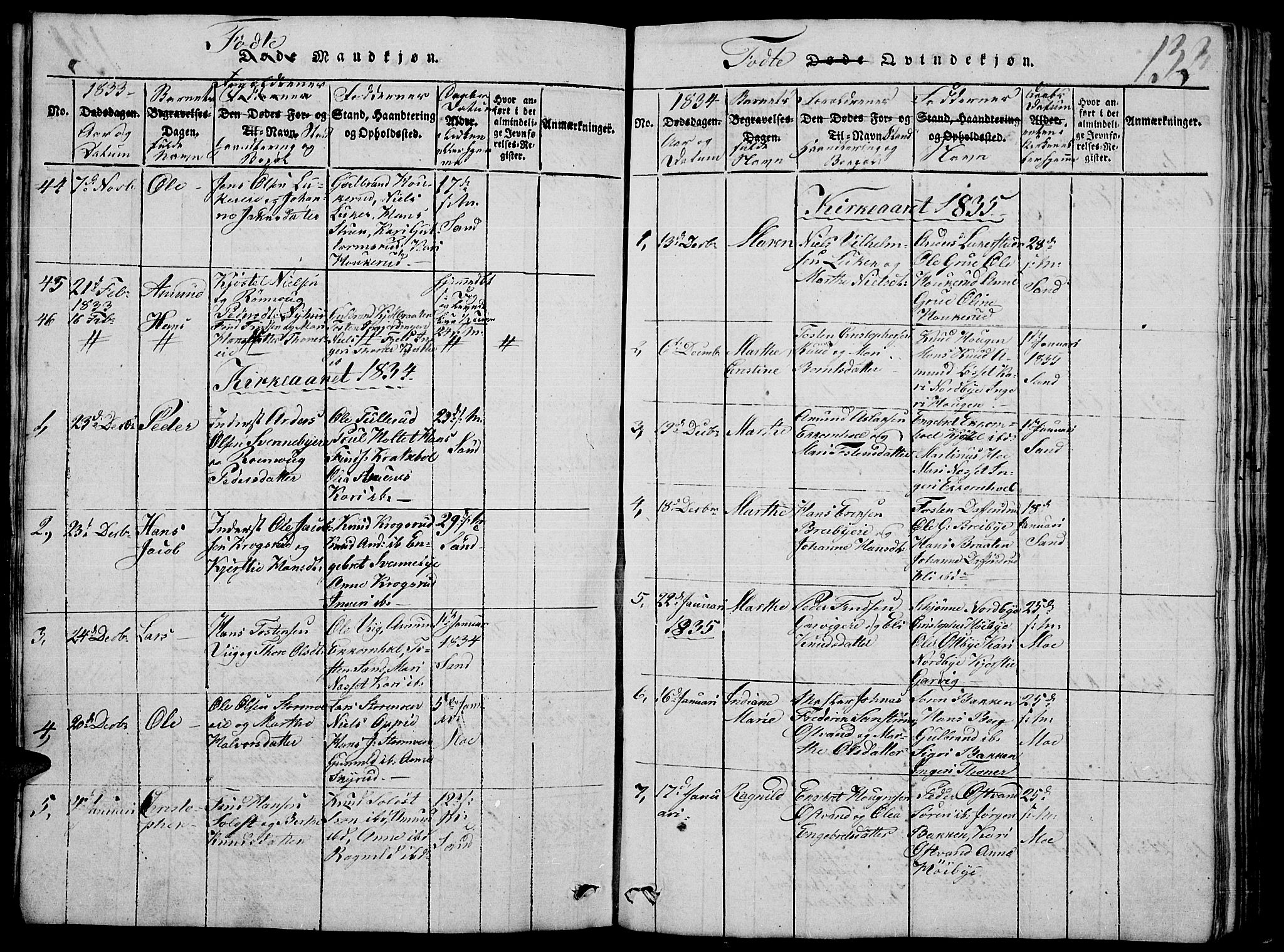 Nord-Odal prestekontor, AV/SAH-PREST-032/H/Ha/Hab/L0001: Parish register (copy) no. 1, 1819-1838, p. 132