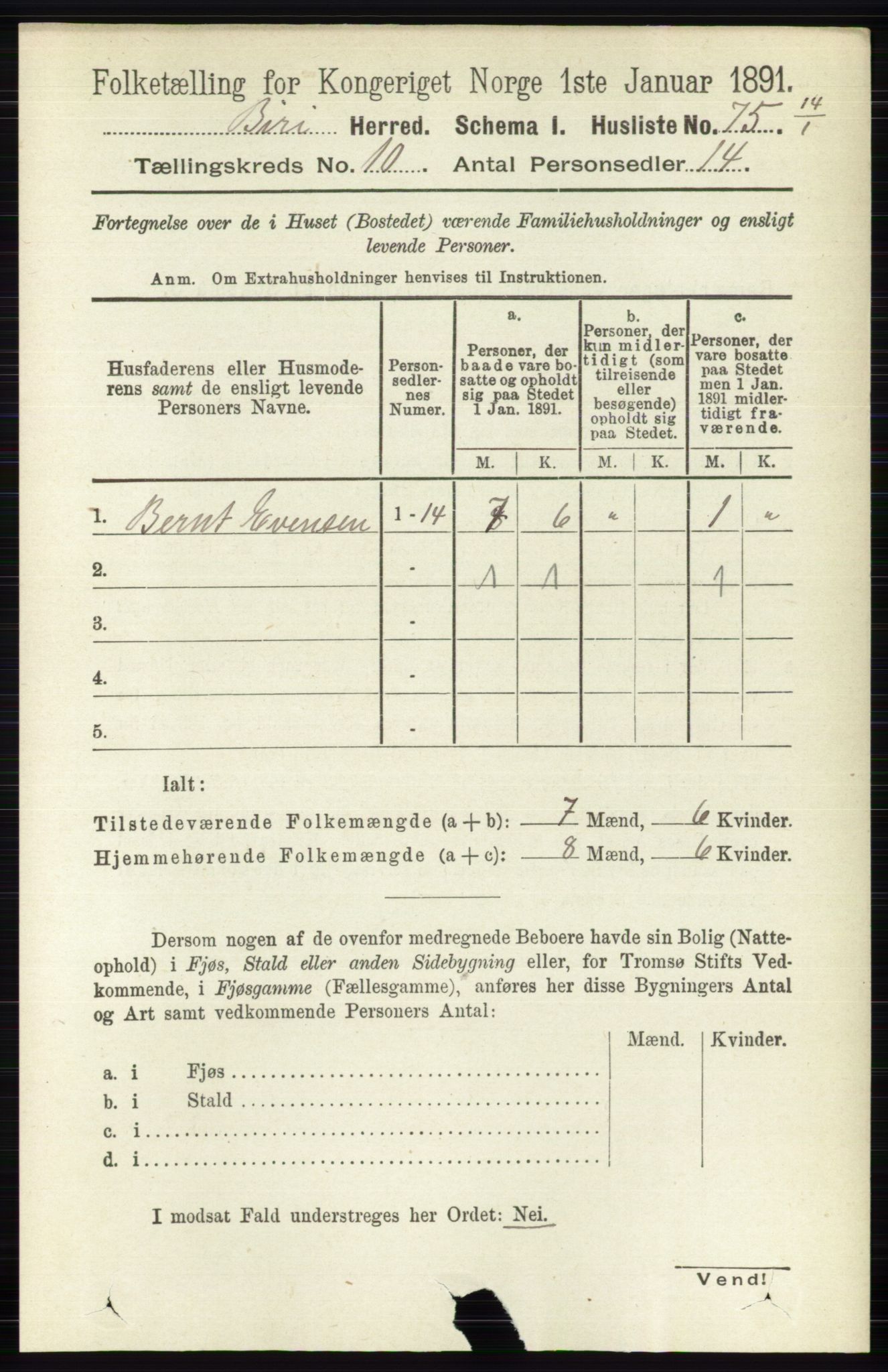 RA, 1891 census for 0525 Biri, 1891, p. 3815